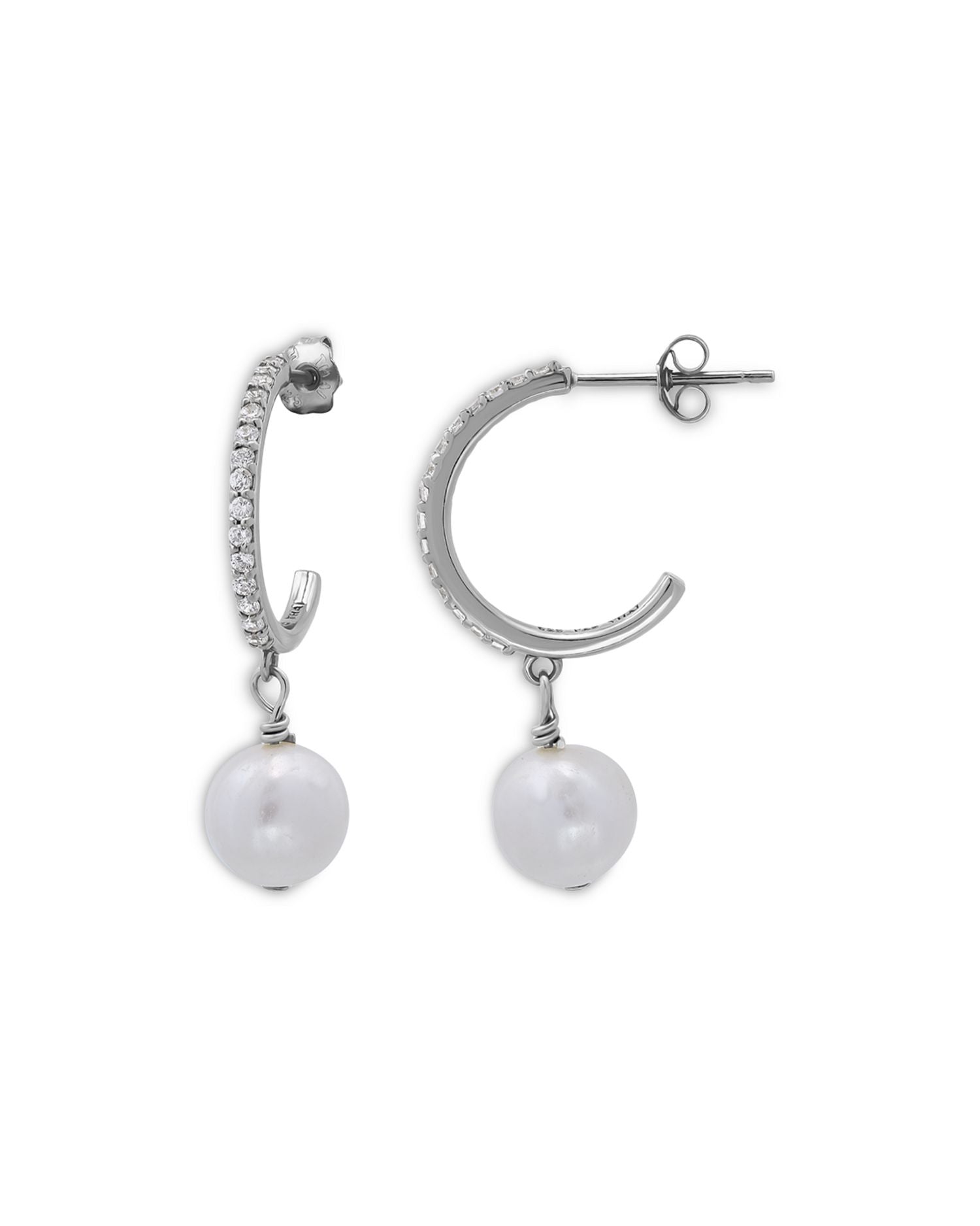 Cultured Freshwater Pearl Charm Pavé Hoop Earrings - Exclusive