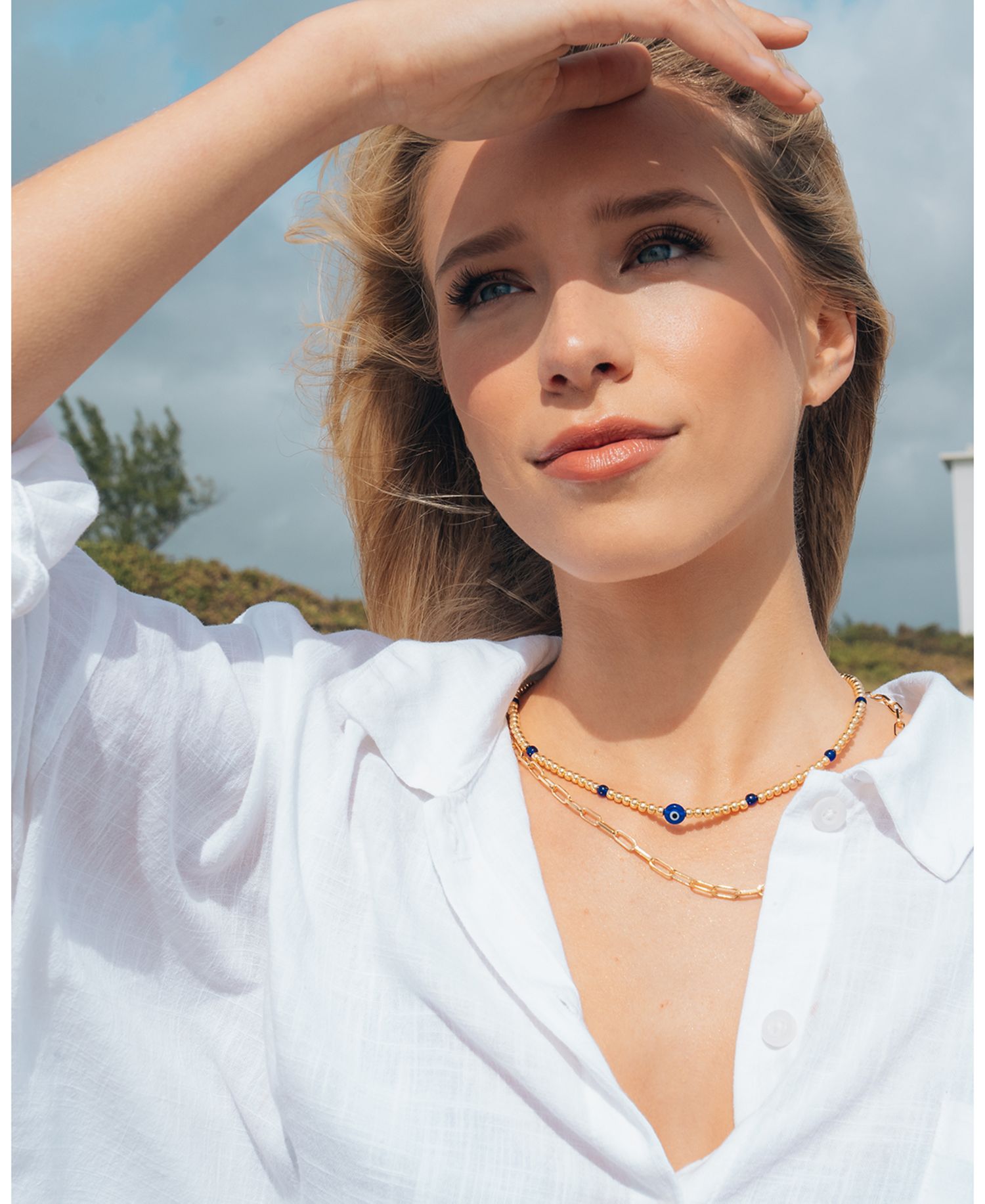 Sybil Layered Necklace in 14K Gold Plated, 14'