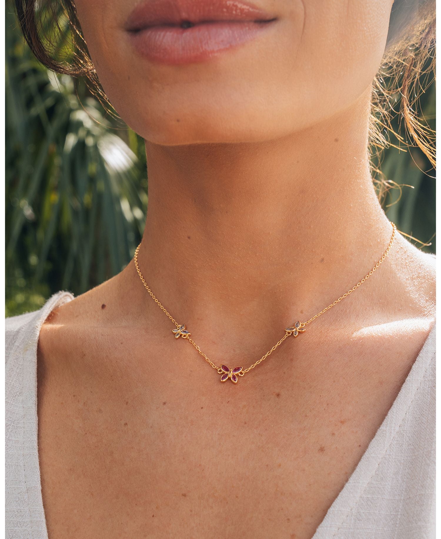 Caria Butterfly Necklace in 14K Gold Plated, 14'