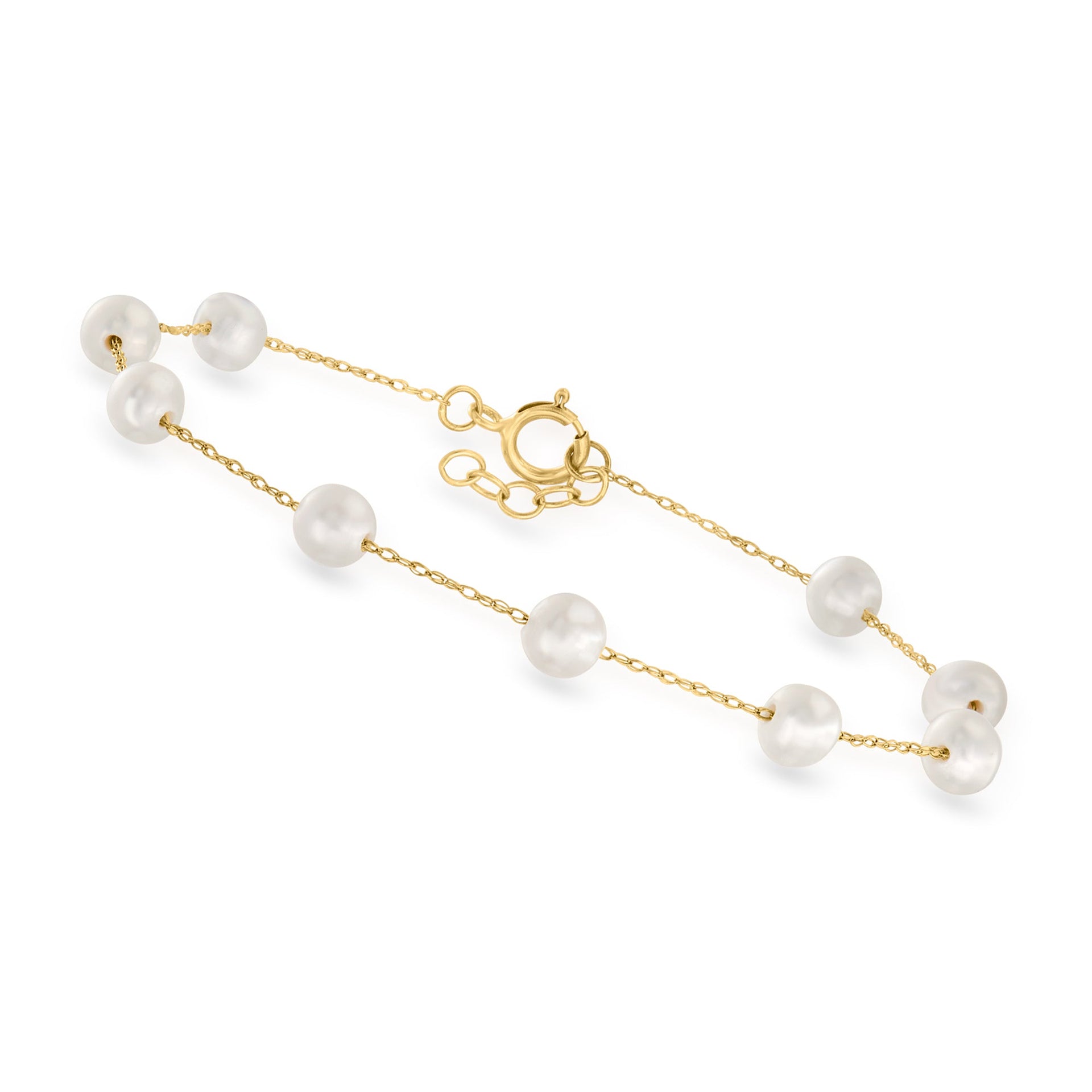 Canaria 4-5mm Cultured Pearl Station Bracelet in 10kt Yellow Gold