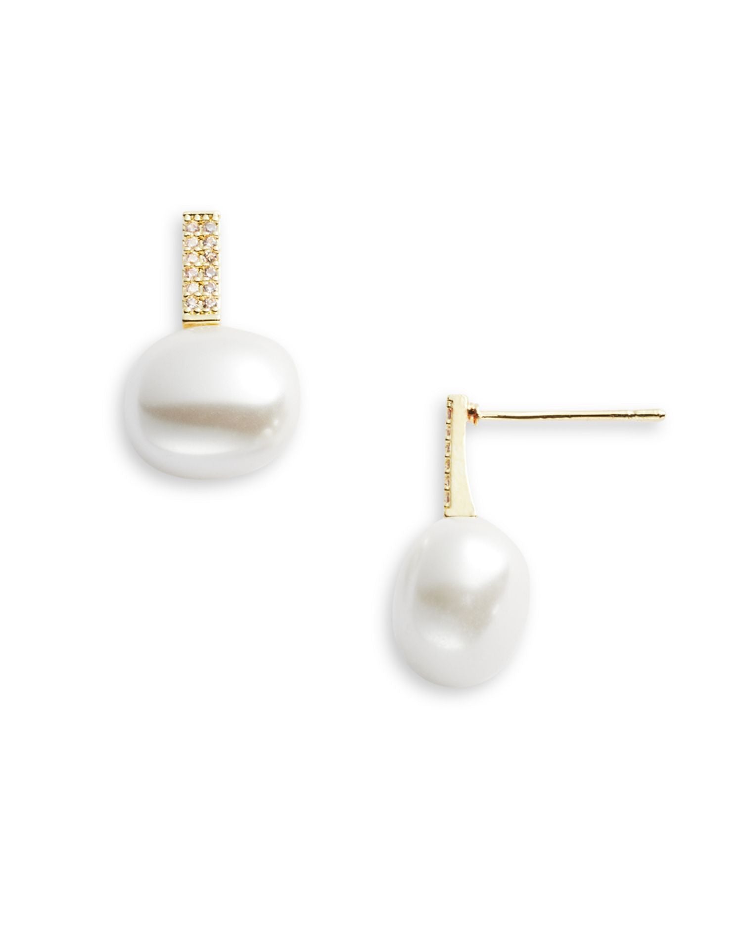 Imitation Pearl Pavé Earrings - Exclusive
