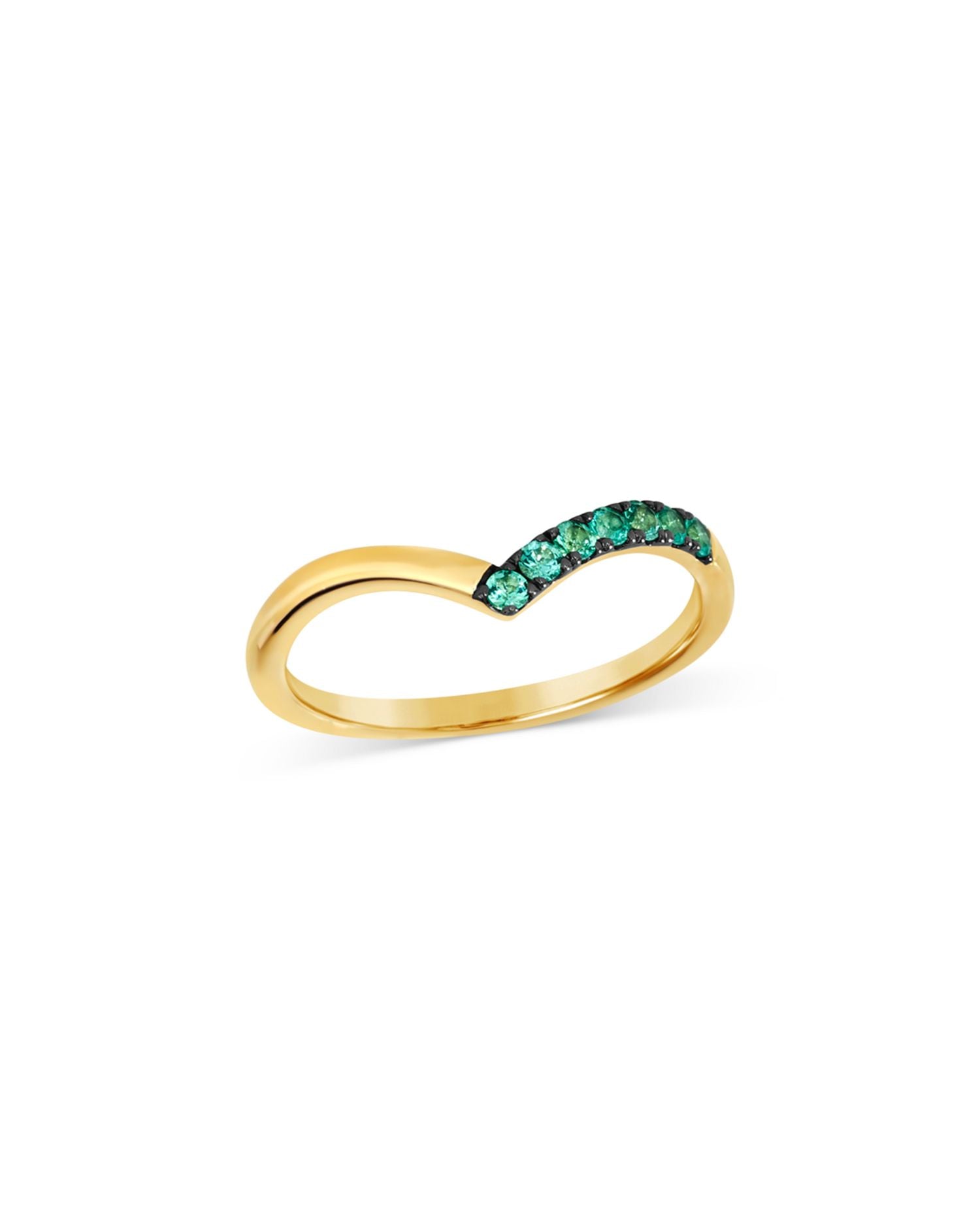 Emerald Chevron Ring in 14K Yellow Gold