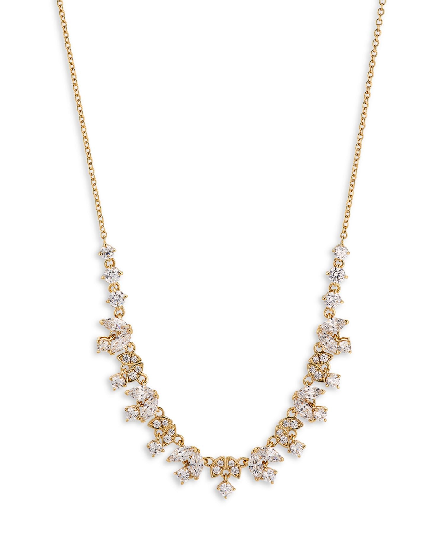 Midsommer Cubic Zirconia Tulip Collar Necklace in 18K Gold Plated, 16"-18"