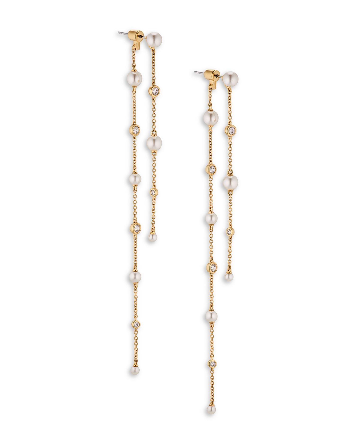 Siren Cubic Zirconia & Imitation Pearl Front To Back Earrings in 18K Gold Plated