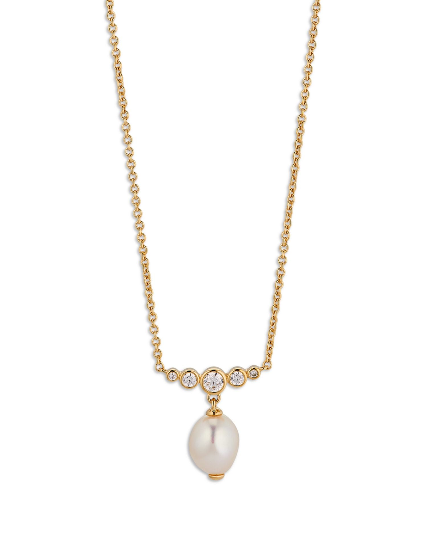 Siren Cubic Zirconia & Cultured Freshwater Pearl Pendant Necklace, 16'-18'