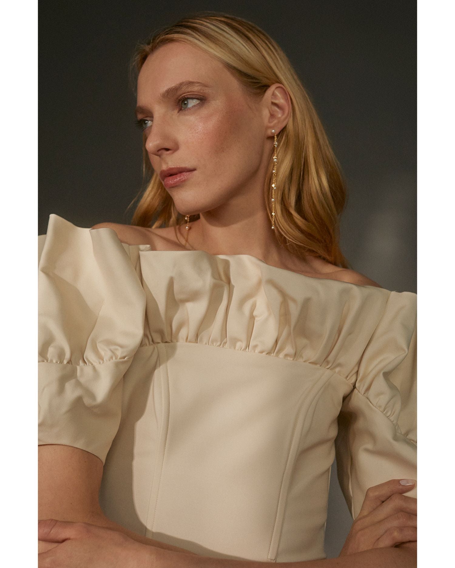 Siren Cubic Zirconia & Imitation Pearl Front To Back Earrings in 18K Gold Plated