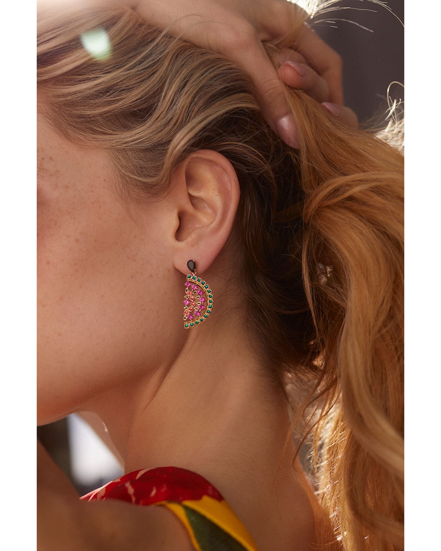 Dolce Vita Mixed Stone Watermelon Drop Earrings in 18K Gold Plated