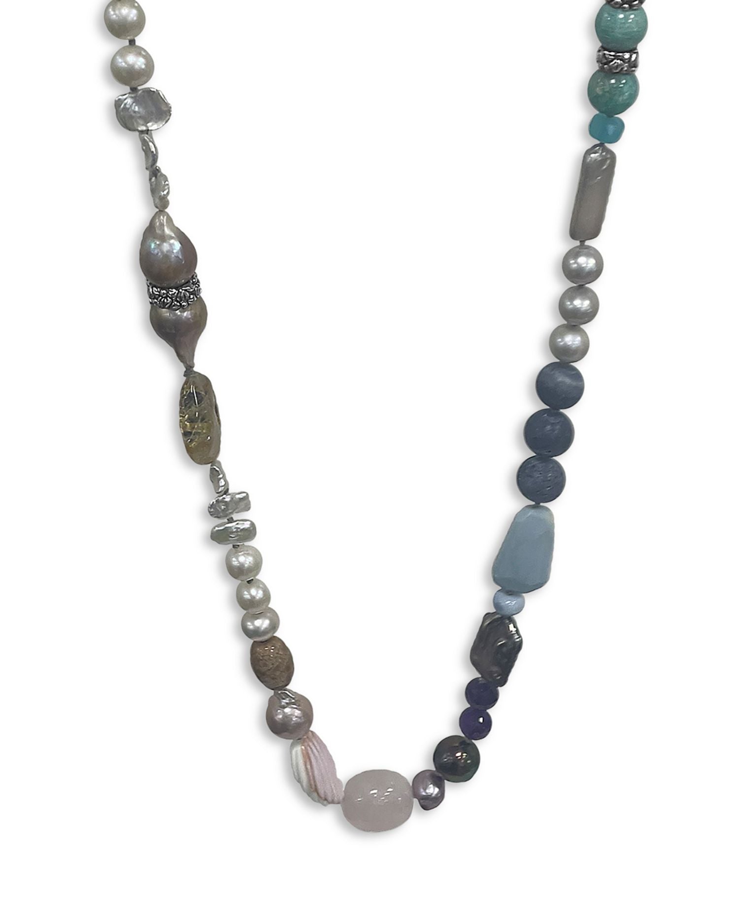 Sterling Silver Terraquatic Multi-Gemstone Statement Necklace, 36"