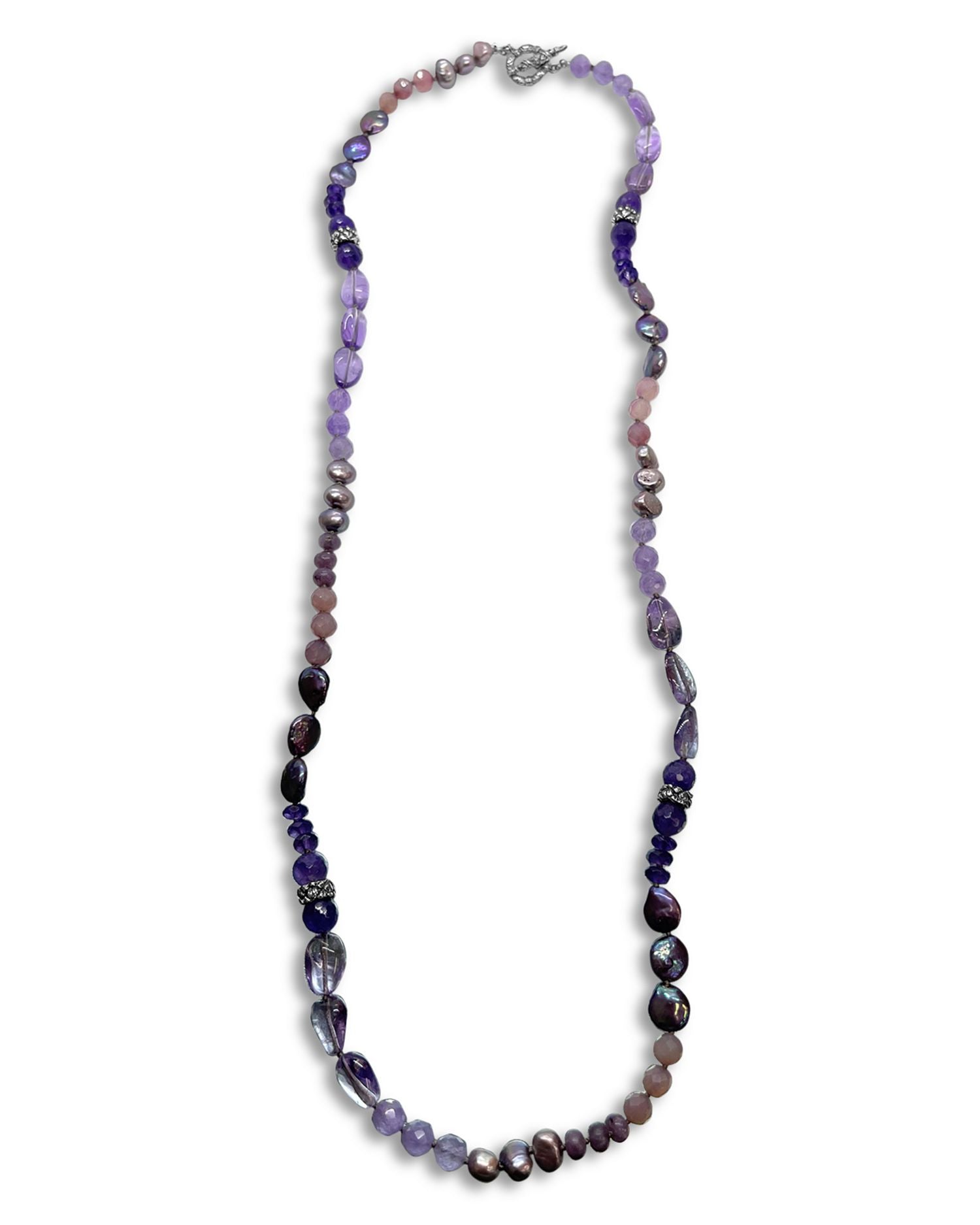 Sterling Silver Terraquatic Multi Gemstone Long Statement Necklace, 36"