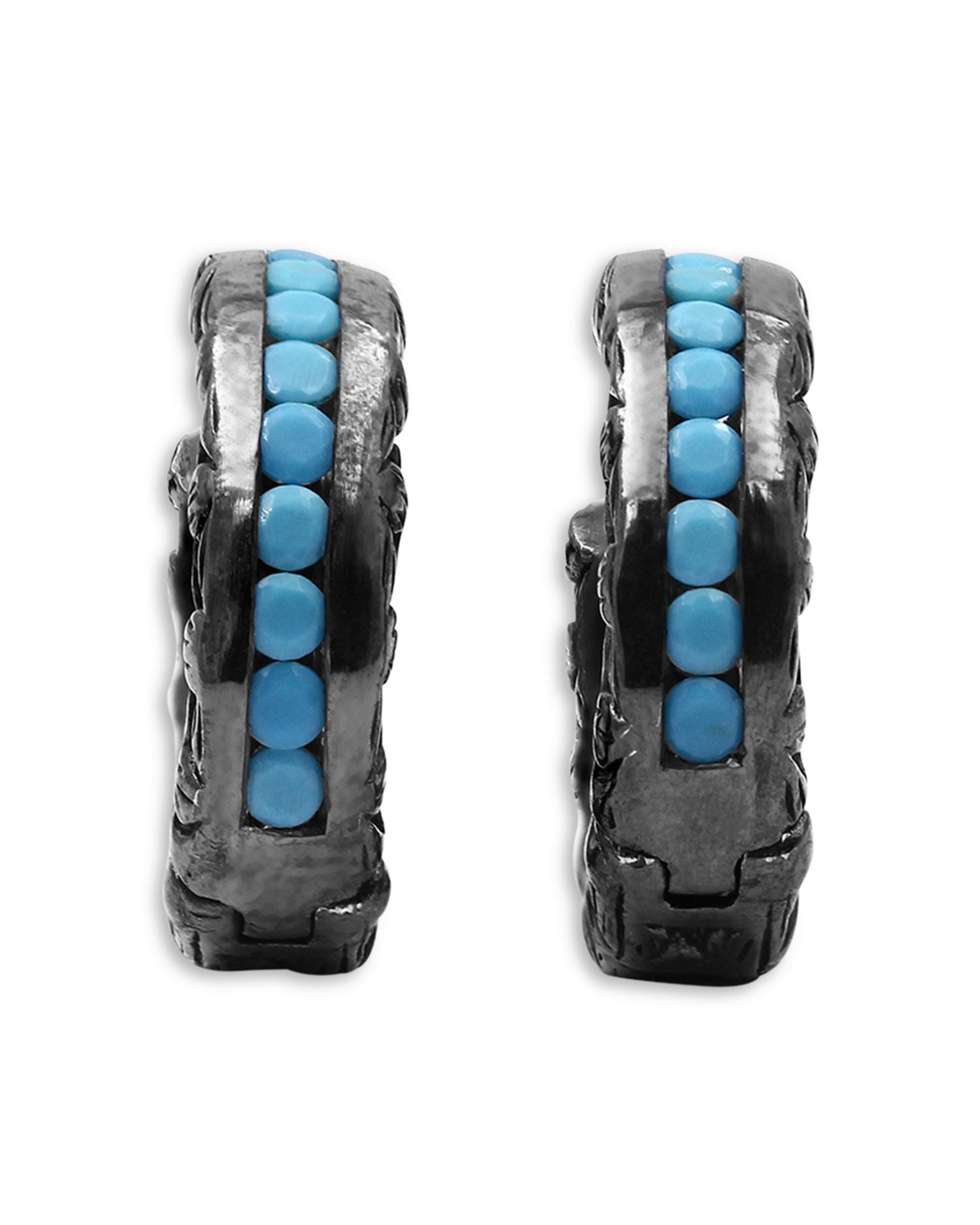 Sterling Silver Garden of Stephen Turquoise Huggie Hoop Earrings