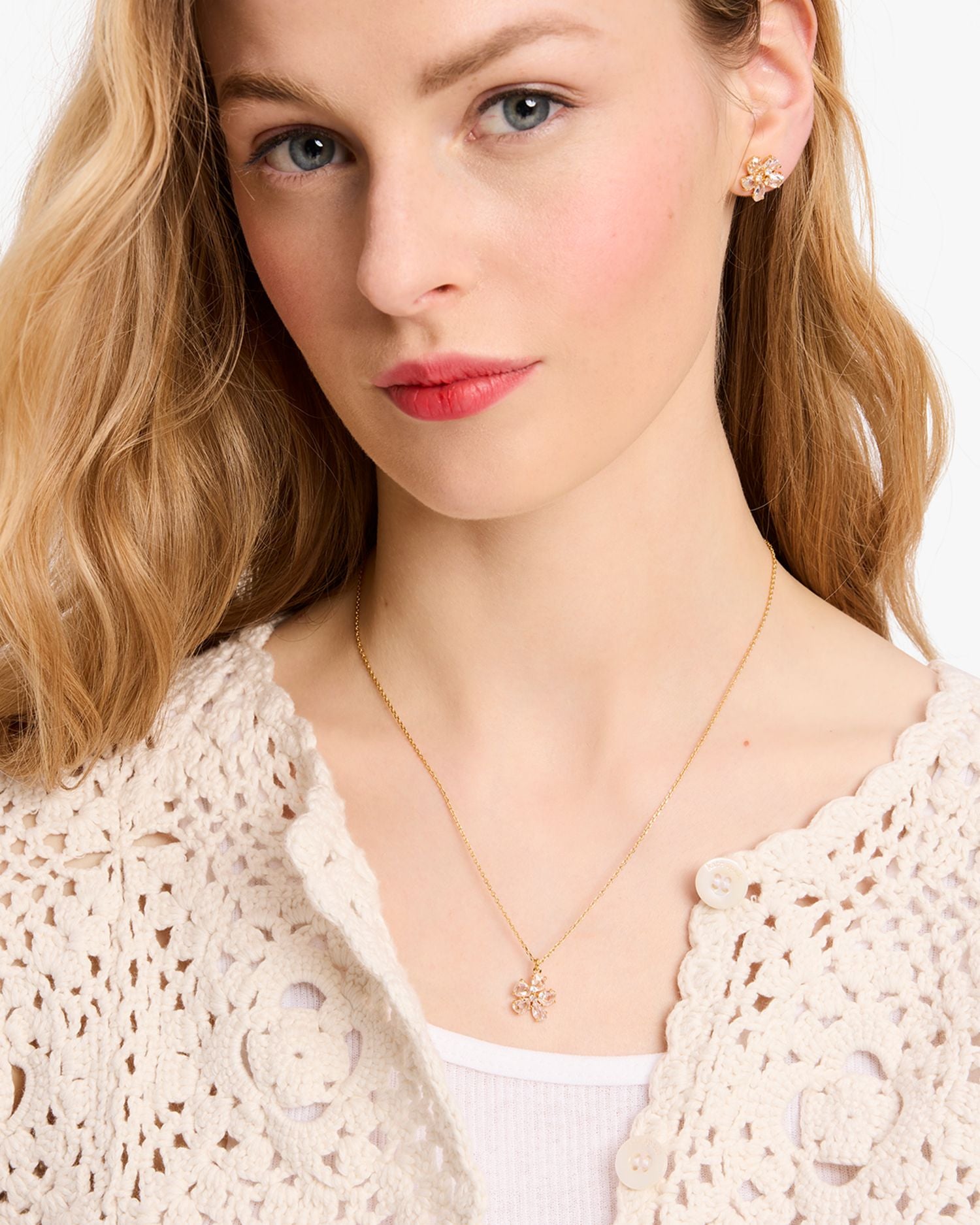 Paradise Cubic Zirconia Flower Pendant Necklace, 16'-19'