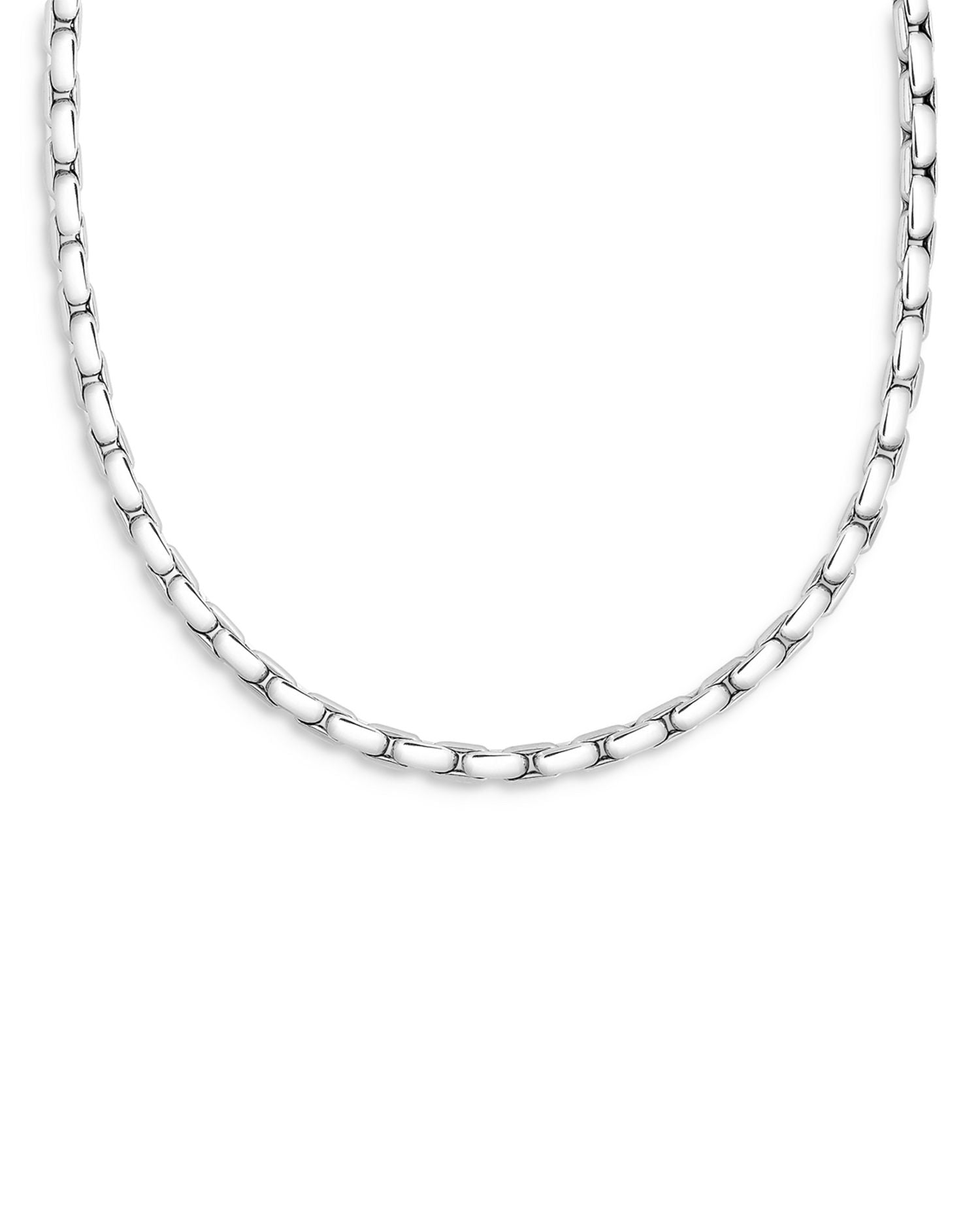 18K White Gold Bold Gold Oro Classic Elongated Box Link Chain Necklace, 18'