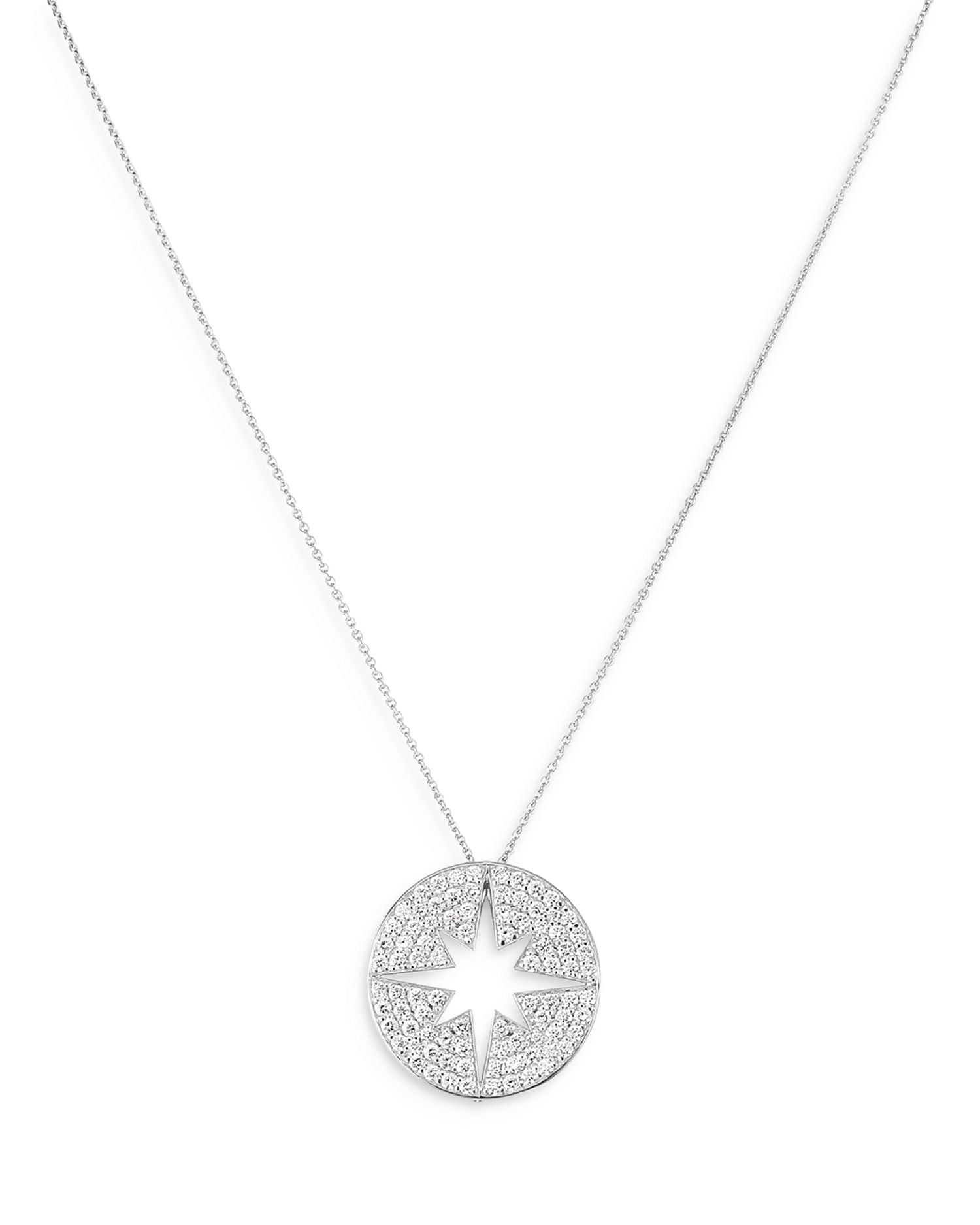 18K White Gold Tiny Treasures Diamond Starburst Pendant Necklace, 16-18'