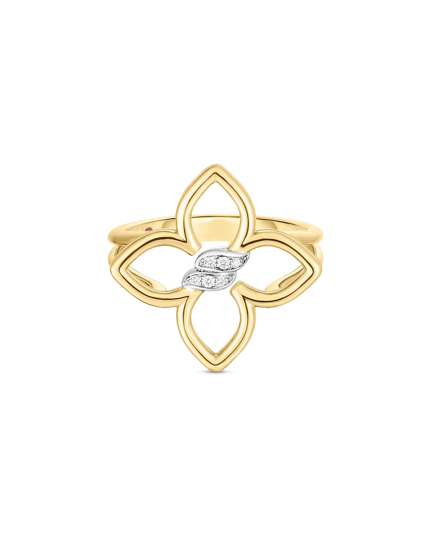 18K White & Yellow Gold Cialoma Diamond Open Flower Ring