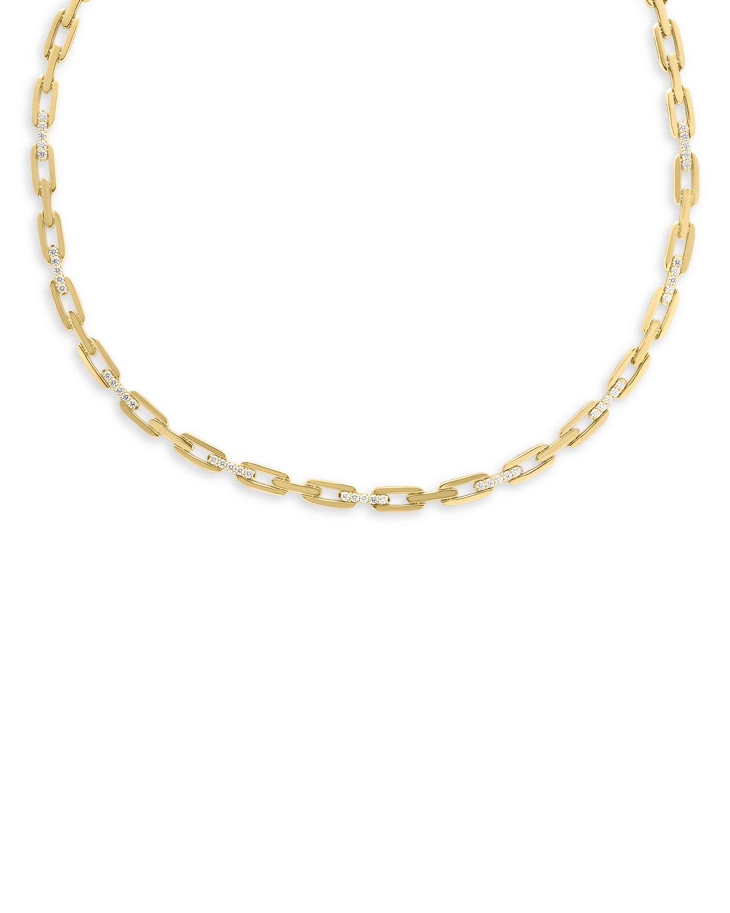 18K Yellow Gold Navarra Diamond Open Chain Link Collar Necklace, 18'