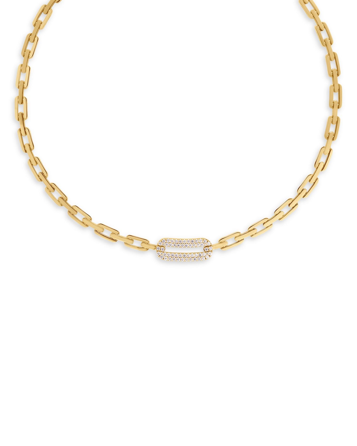 18K Yellow Gold Navarra Diamond Pavé Chain Link Collar Necklace, 18'