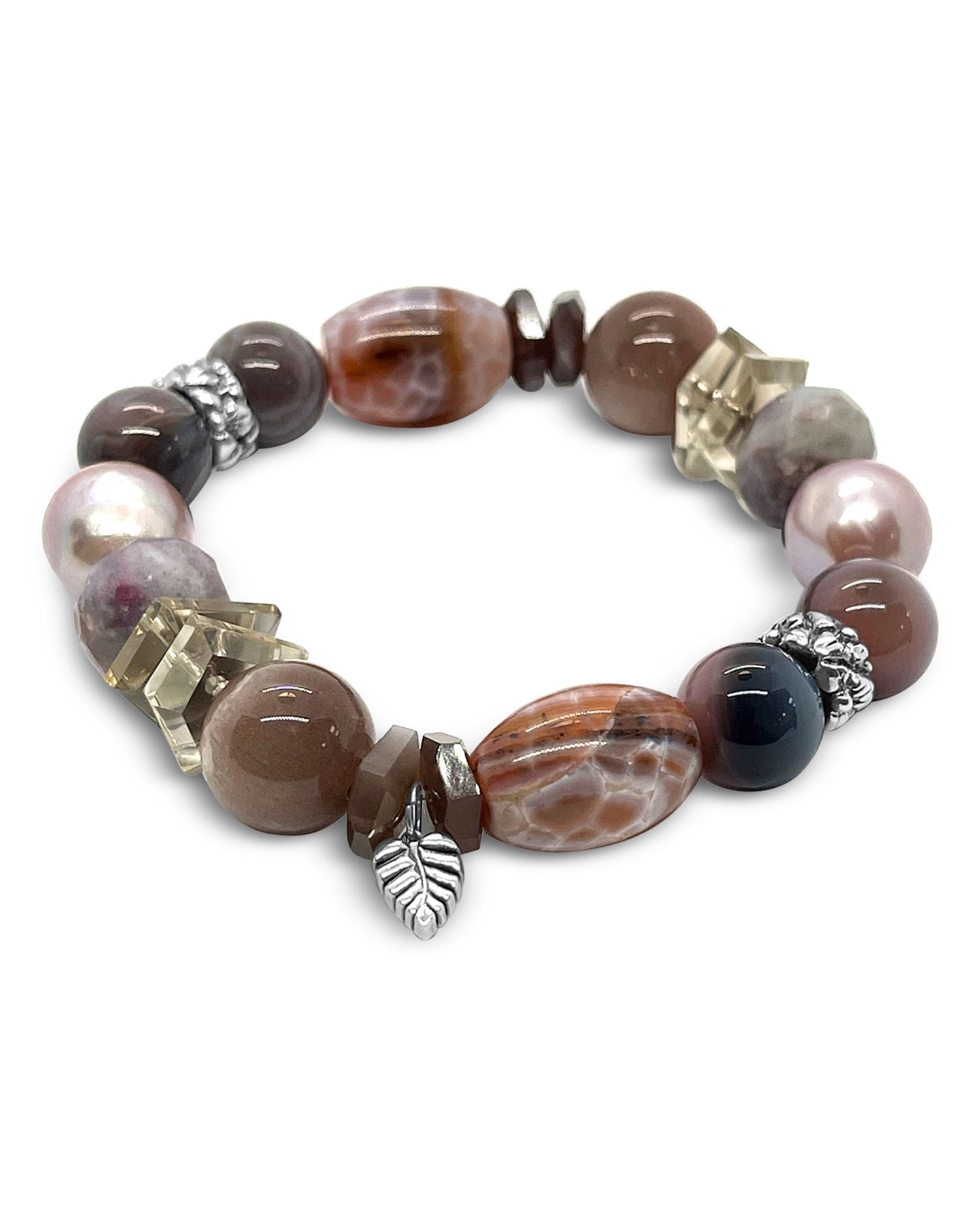 Sterling Silver Terraquatic Multi Gemstone Slip On Statement Bracelet