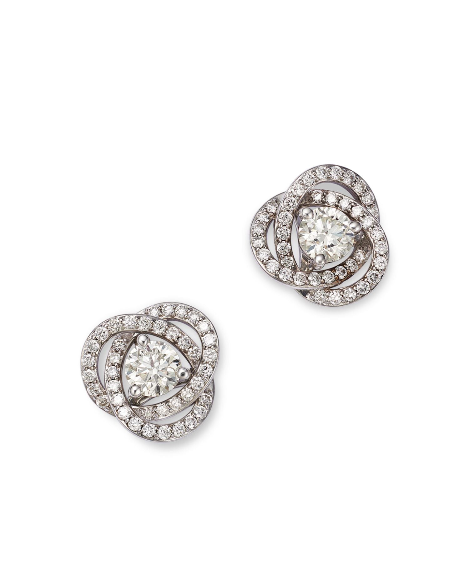 Diamond Love Knot Stud Earrings in 18K White Gold, 1.30 ct. t.w. - Exclusive