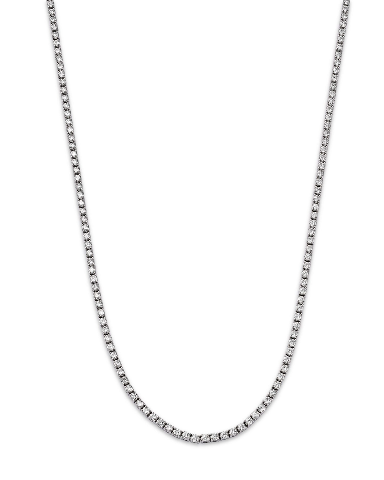 Diamond Matinee Unisex Tennis Necklace in 14K White Gold, 11.60 ct. t.w.