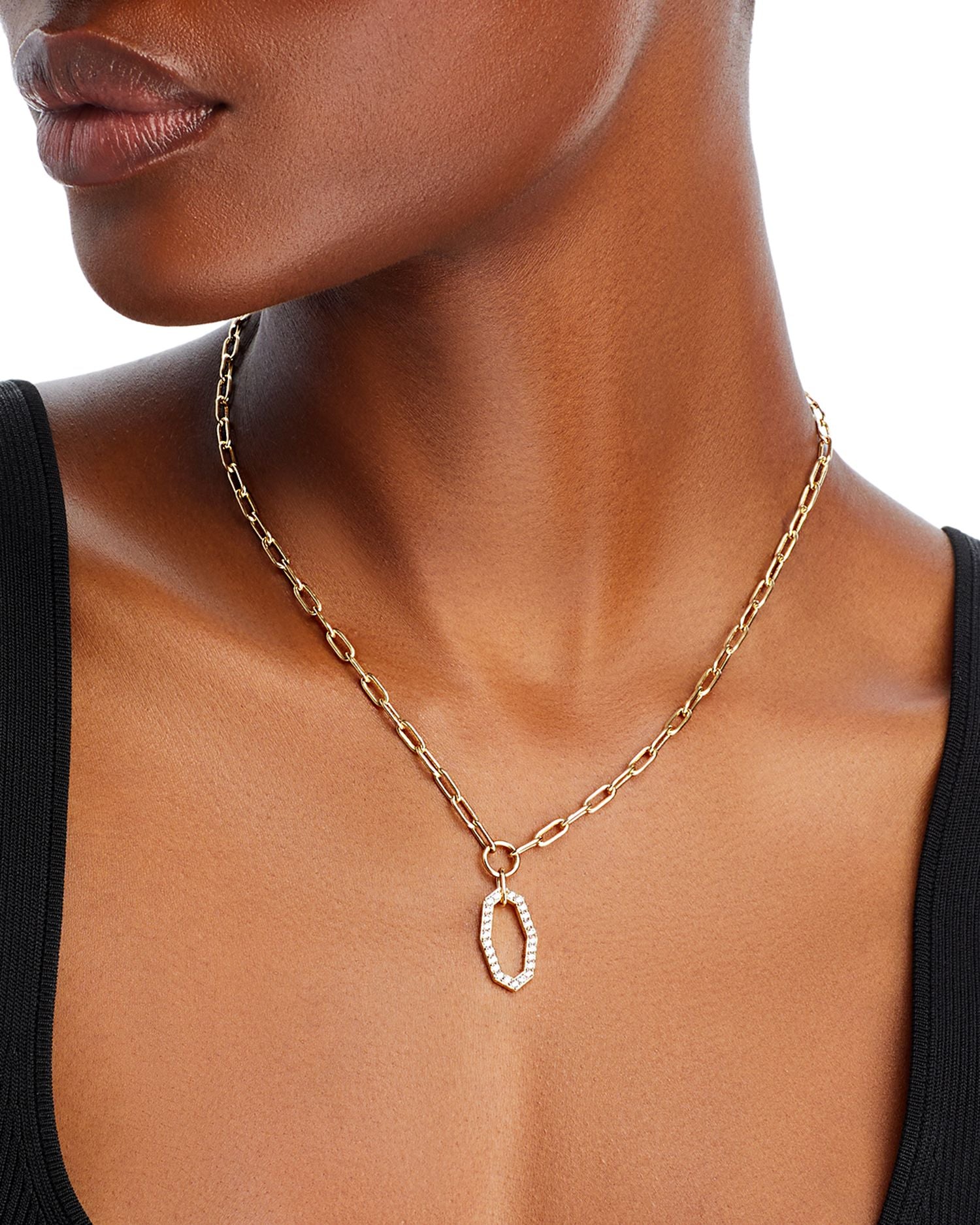 Diamond Geometric Pendant Necklace in 14K Yellow Gold, 17' - Exclusive
