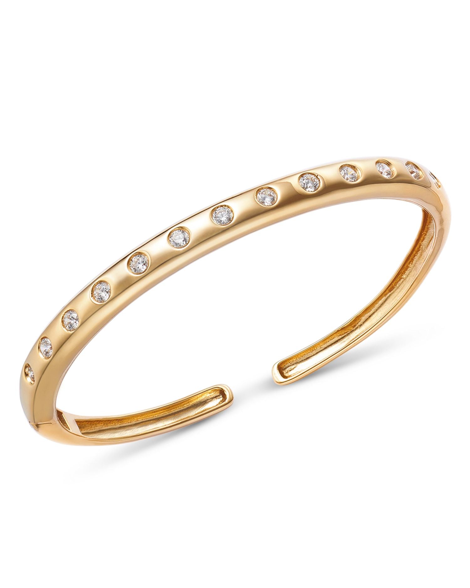 Diamond Bezel Cuff Bangle Bracelet in 14K Yellow Gold, 1.0 ct. t.w.