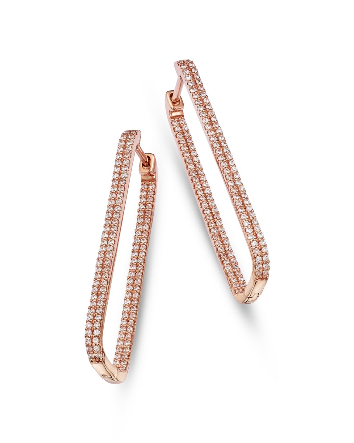 Diamond Pavé Large Rectangular Hoop Earrings in 14K Rose Gold, 1.0 ct. t.w.