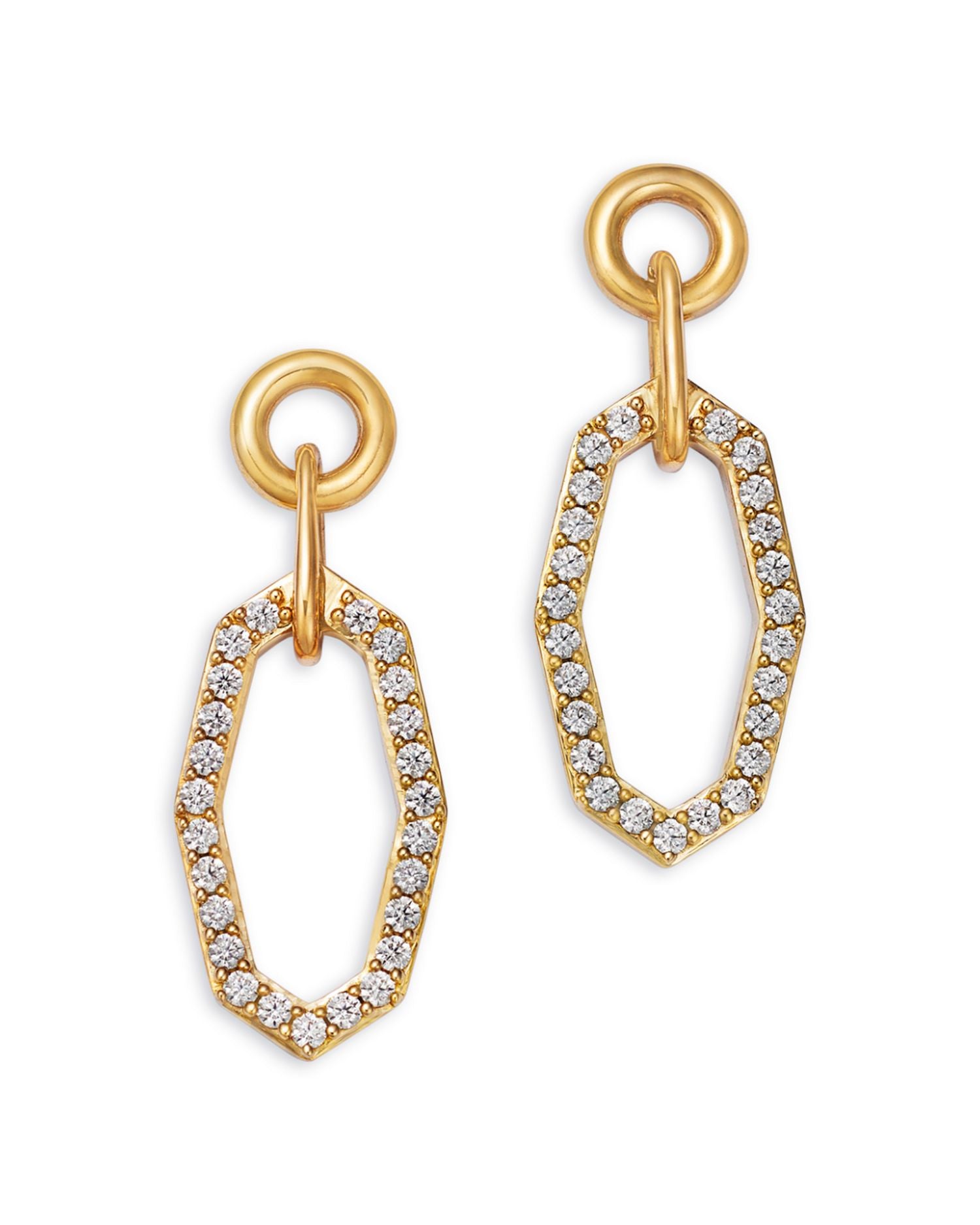 Diamond Geometric Doorknocker Drop Earrings in 14K Yellow Gold, 0.5 ct. t.w.