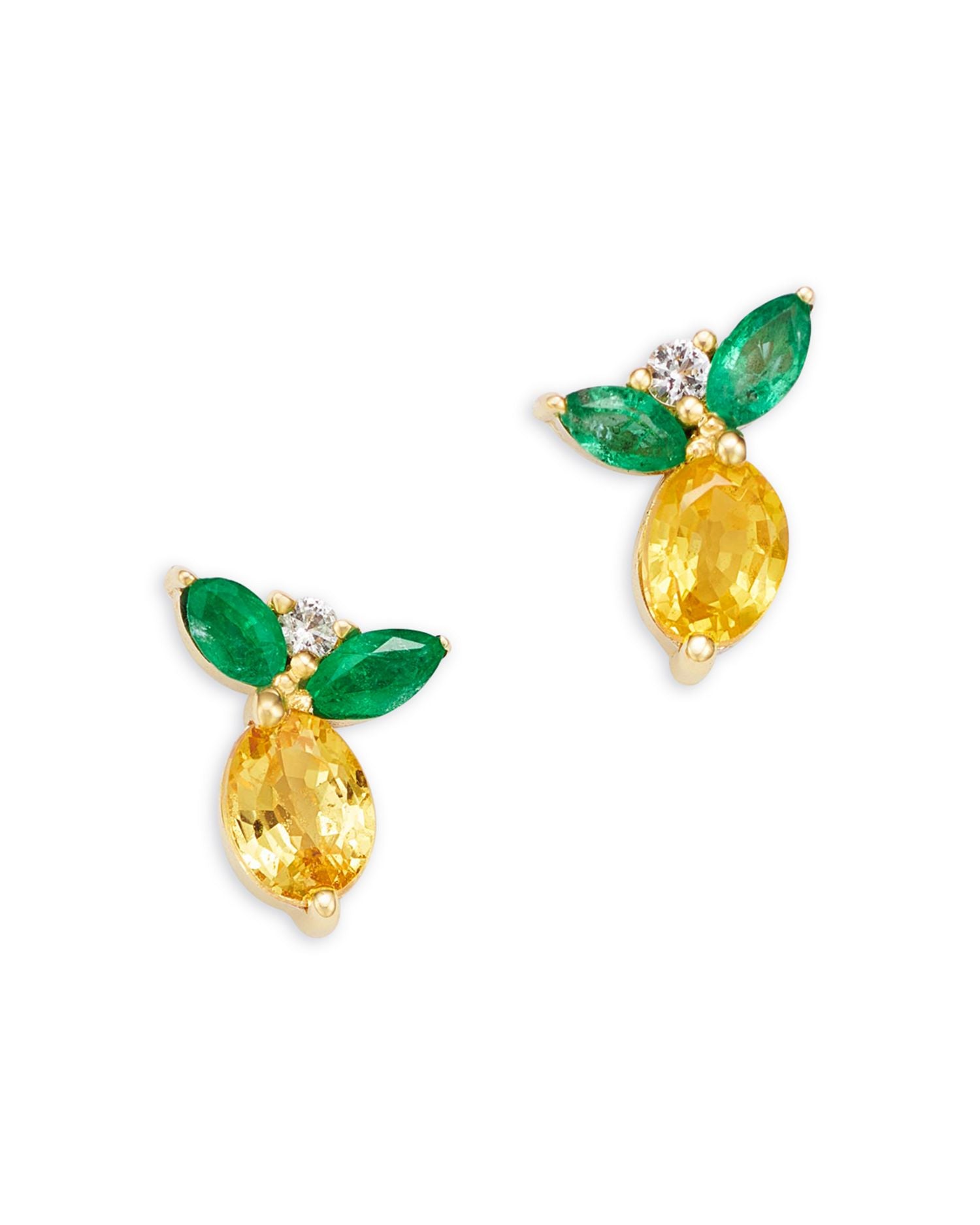 14K Yellow Gold Multi Gemstone Lemon Stud Earrings