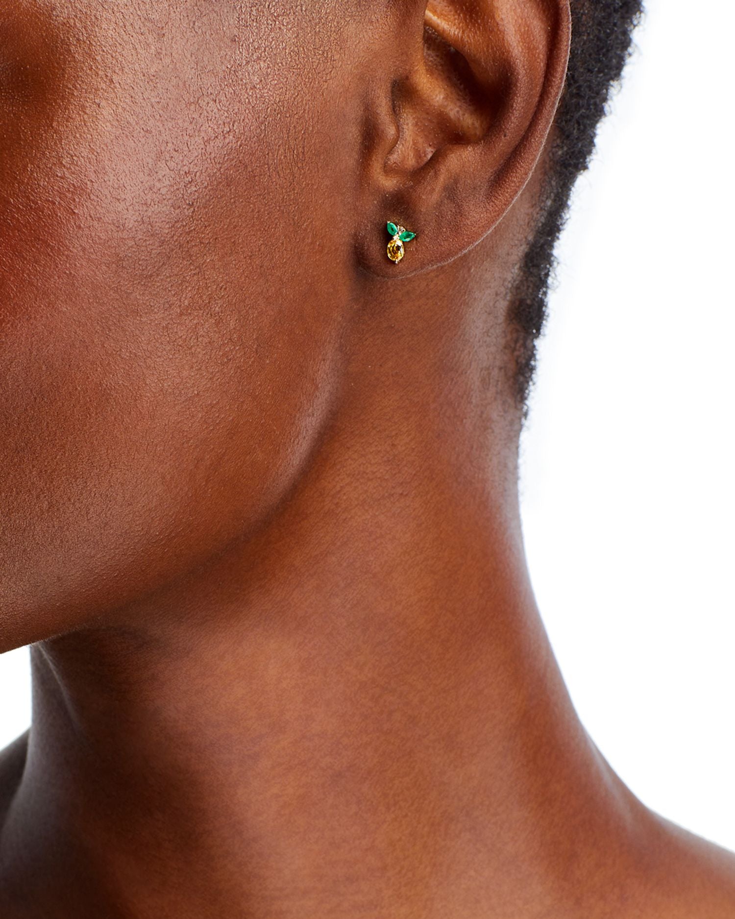 14K Yellow Gold Multi Gemstone Lemon Stud Earrings