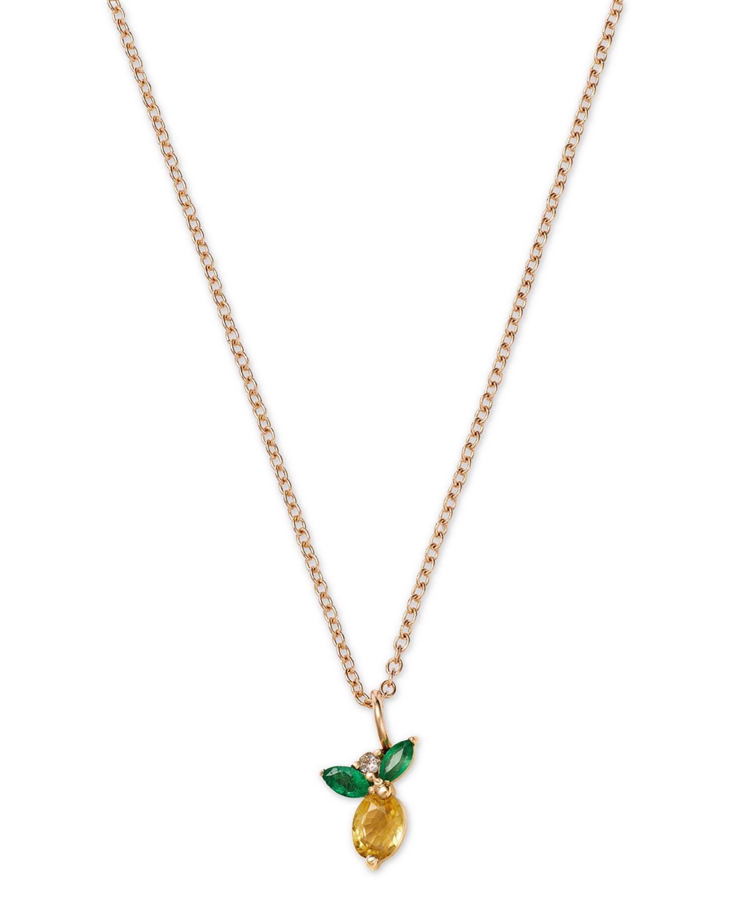 14K Yellow Gold Multi Gemstone Lemon Pendant Necklace, 16-18'