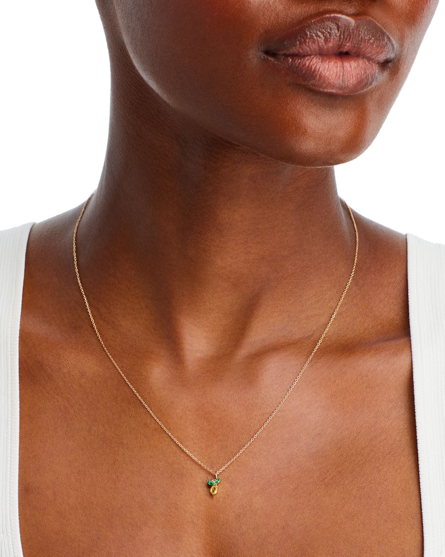 14K Yellow Gold Multi Gemstone Lemon Pendant Necklace, 16-18'