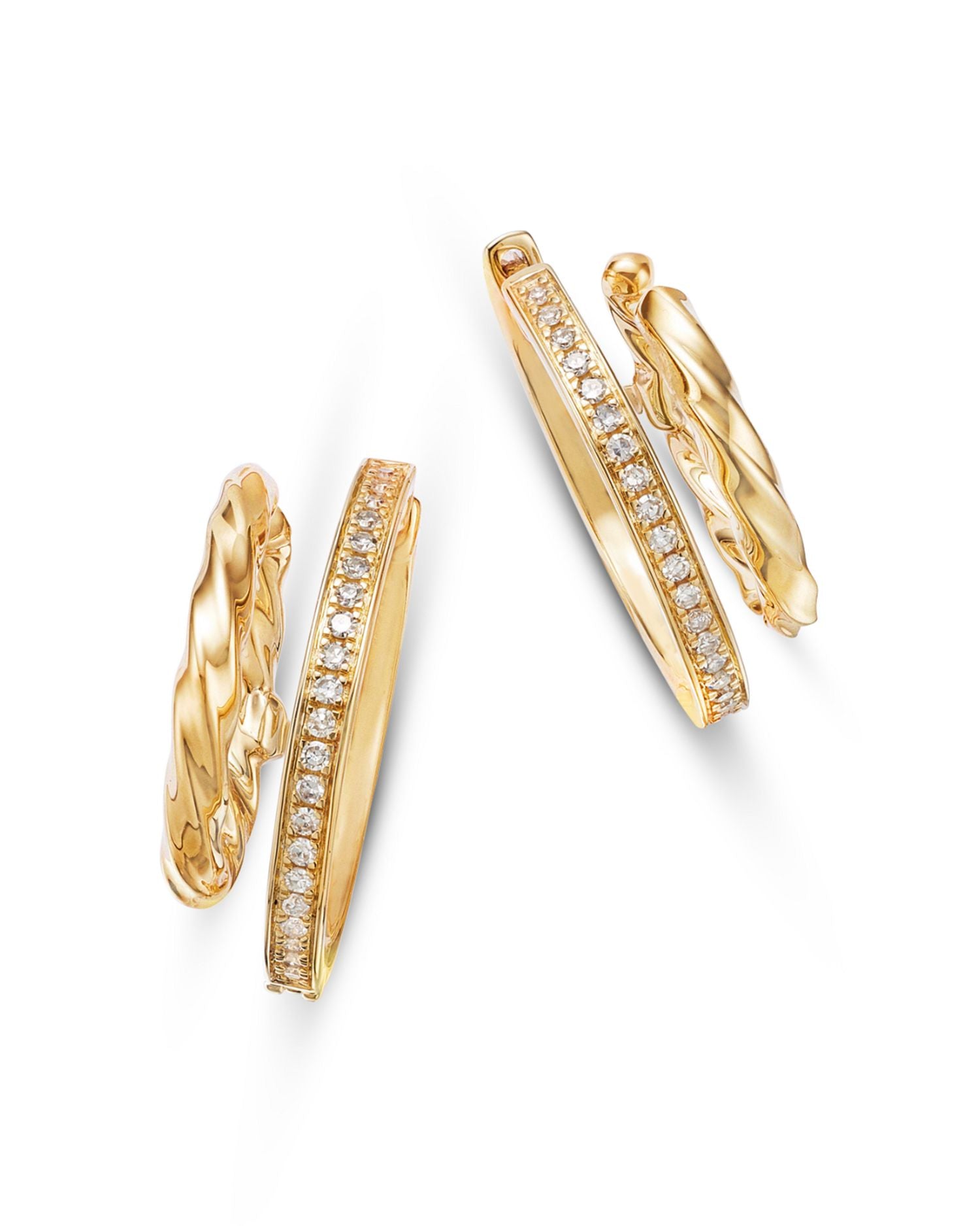 Diamond Double Hoop Earrings in 14K Yellow Gold, 0.25 ct. t.w.