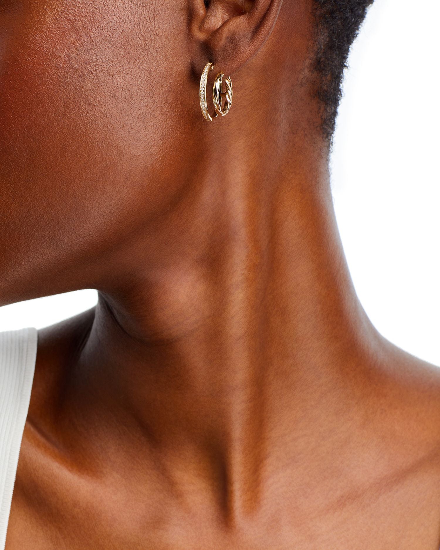 Diamond Double Hoop Earrings in 14K Yellow Gold, 0.25 ct. t.w.