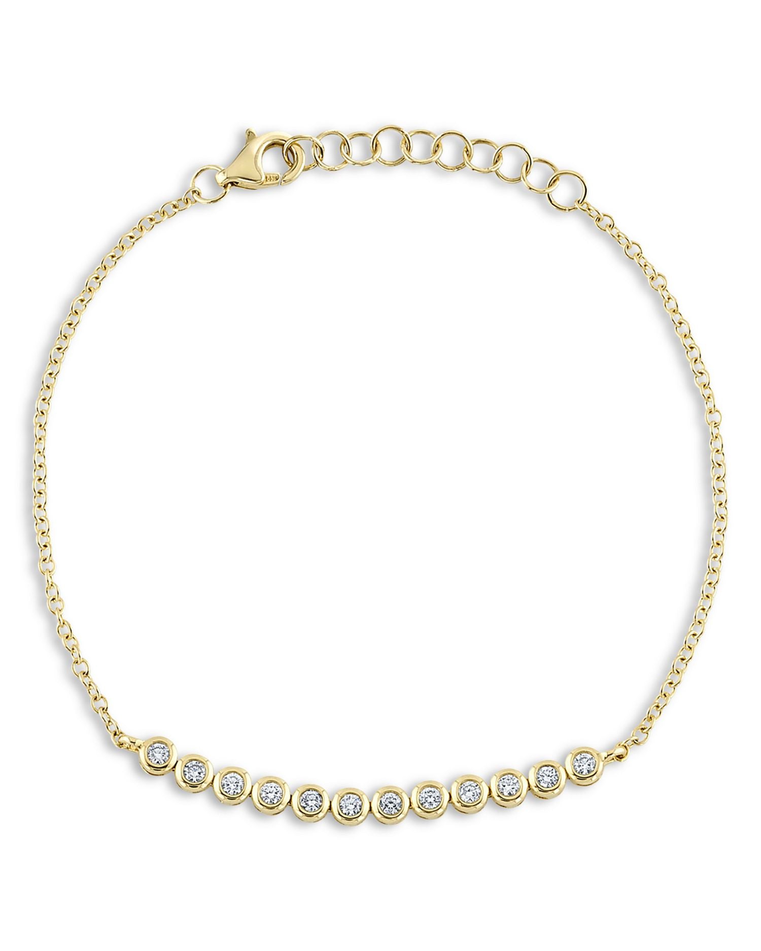 14K Yellow Gold Bailey Diamond Bezel Link Bracelet