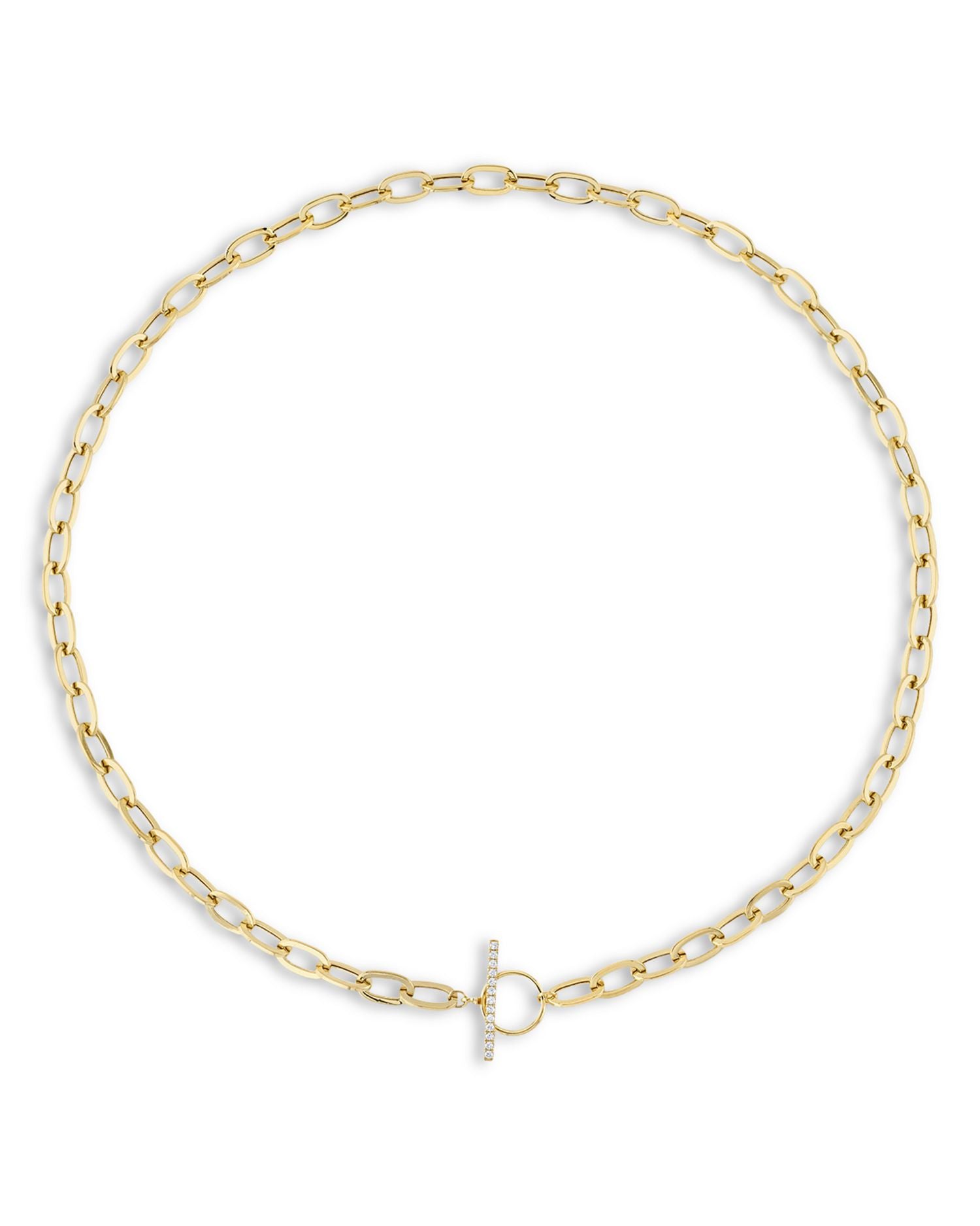 14K Yellow Gold Kate Diamond Toggle Paperclip Link Chain Necklace, 18'