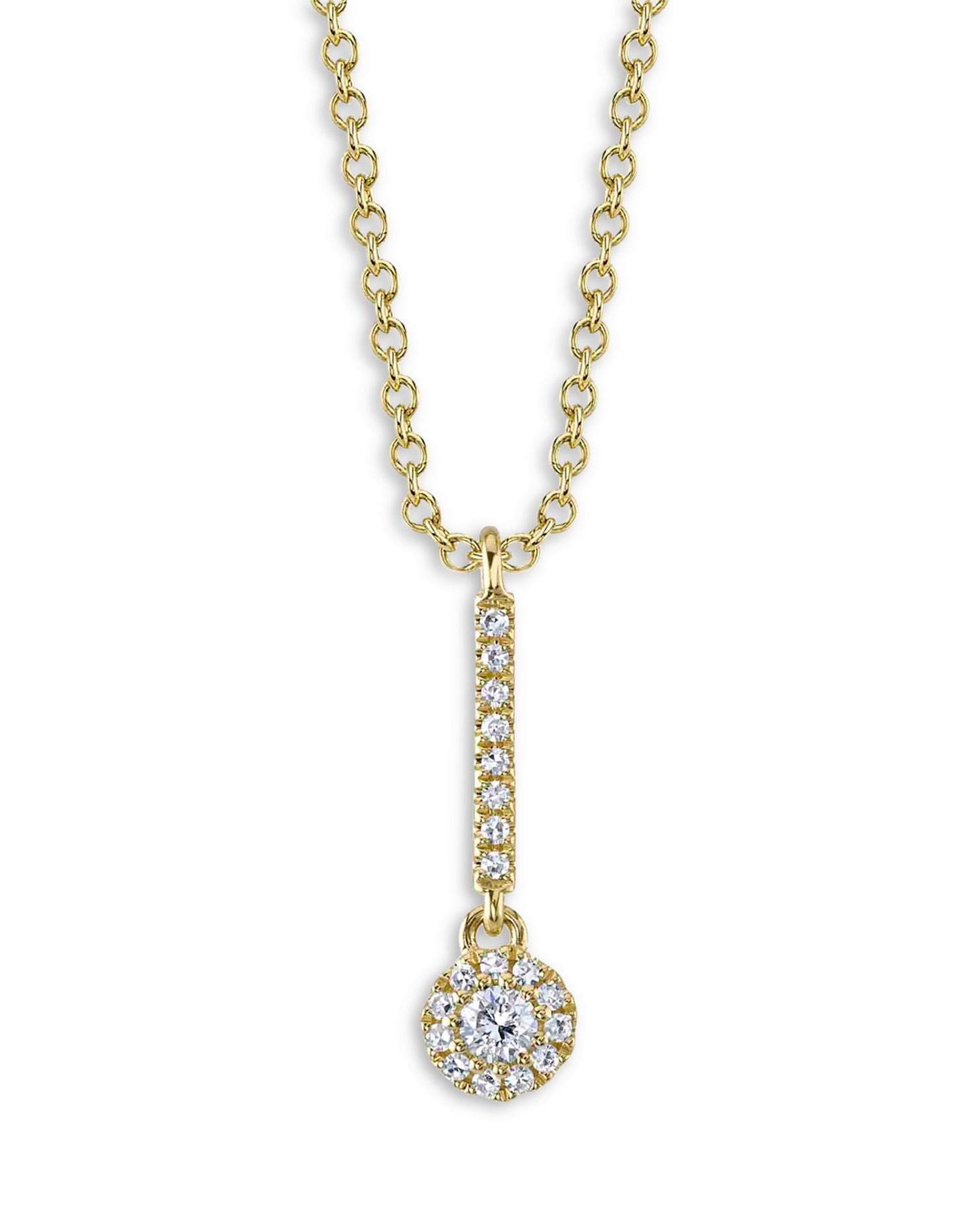 14K Yellow Gold Eden Diamond Halo Pendant Necklace, 18'