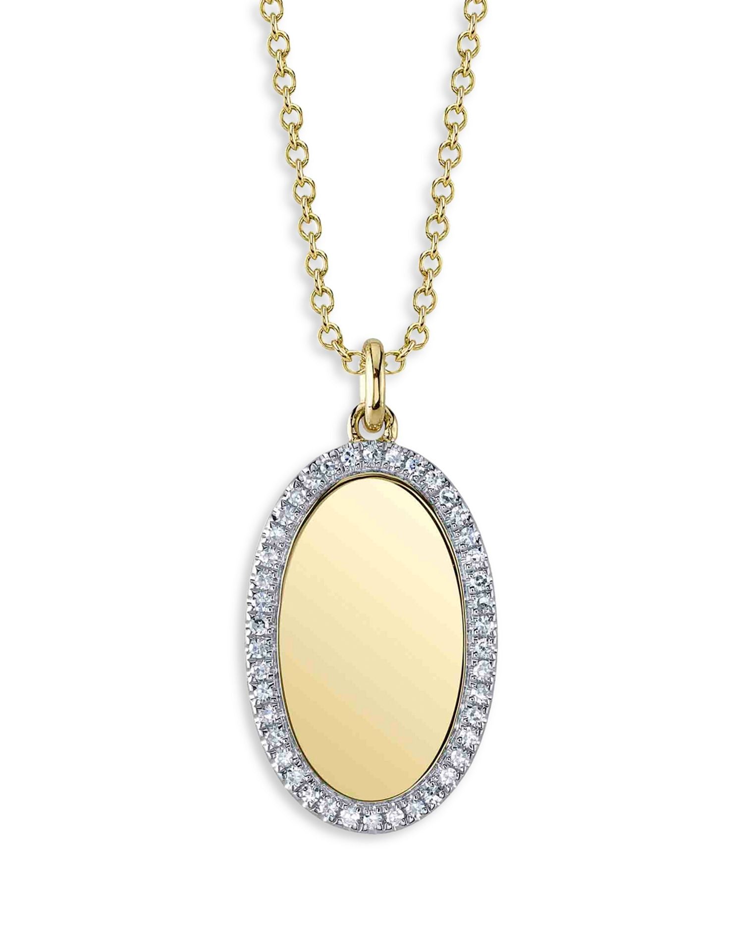 14K Yellow Gold Kate Diamond Oval Necklace, 18'