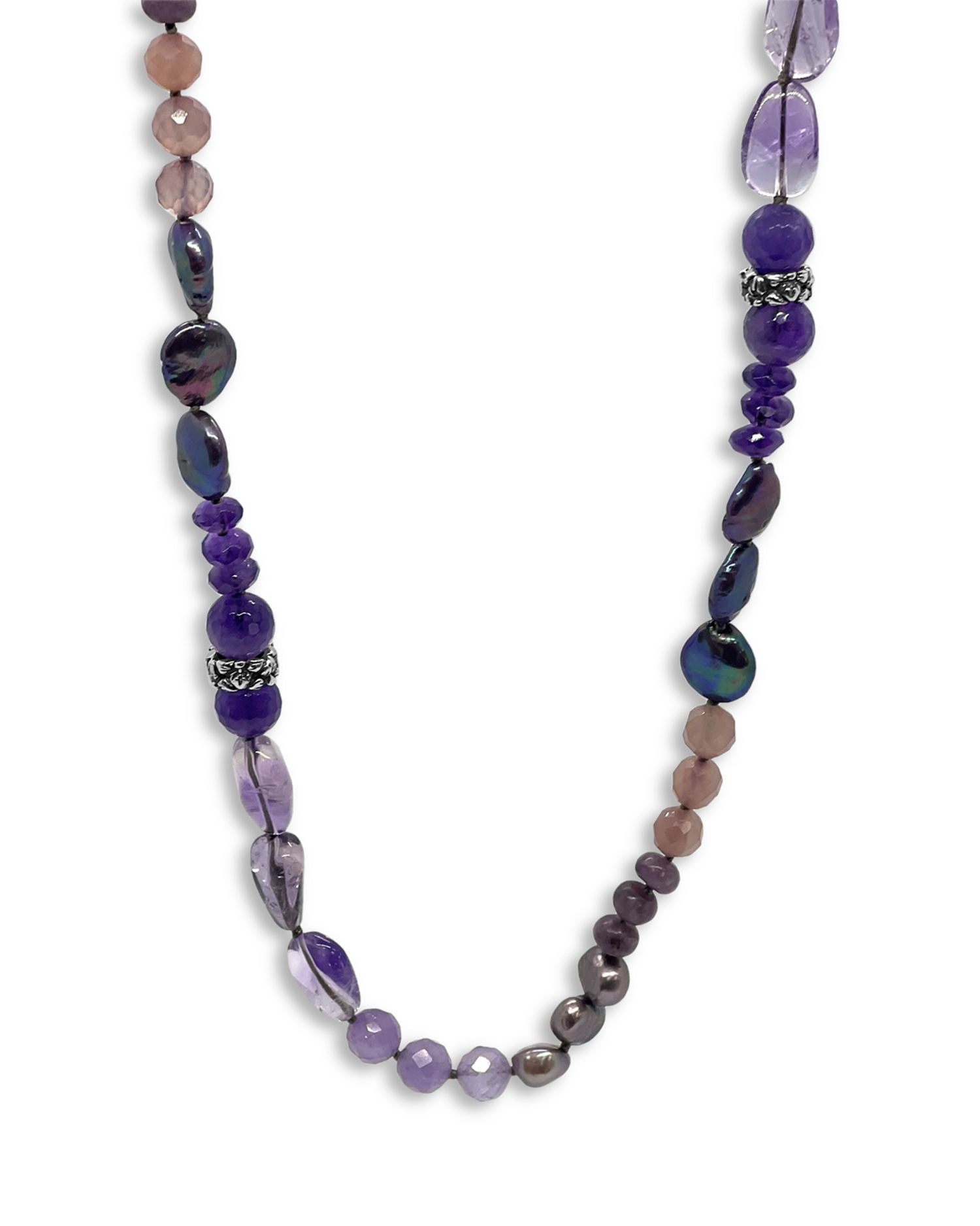 Sterling Silver Terraquatic Multi Gemstone Long Statement Necklace, 36"
