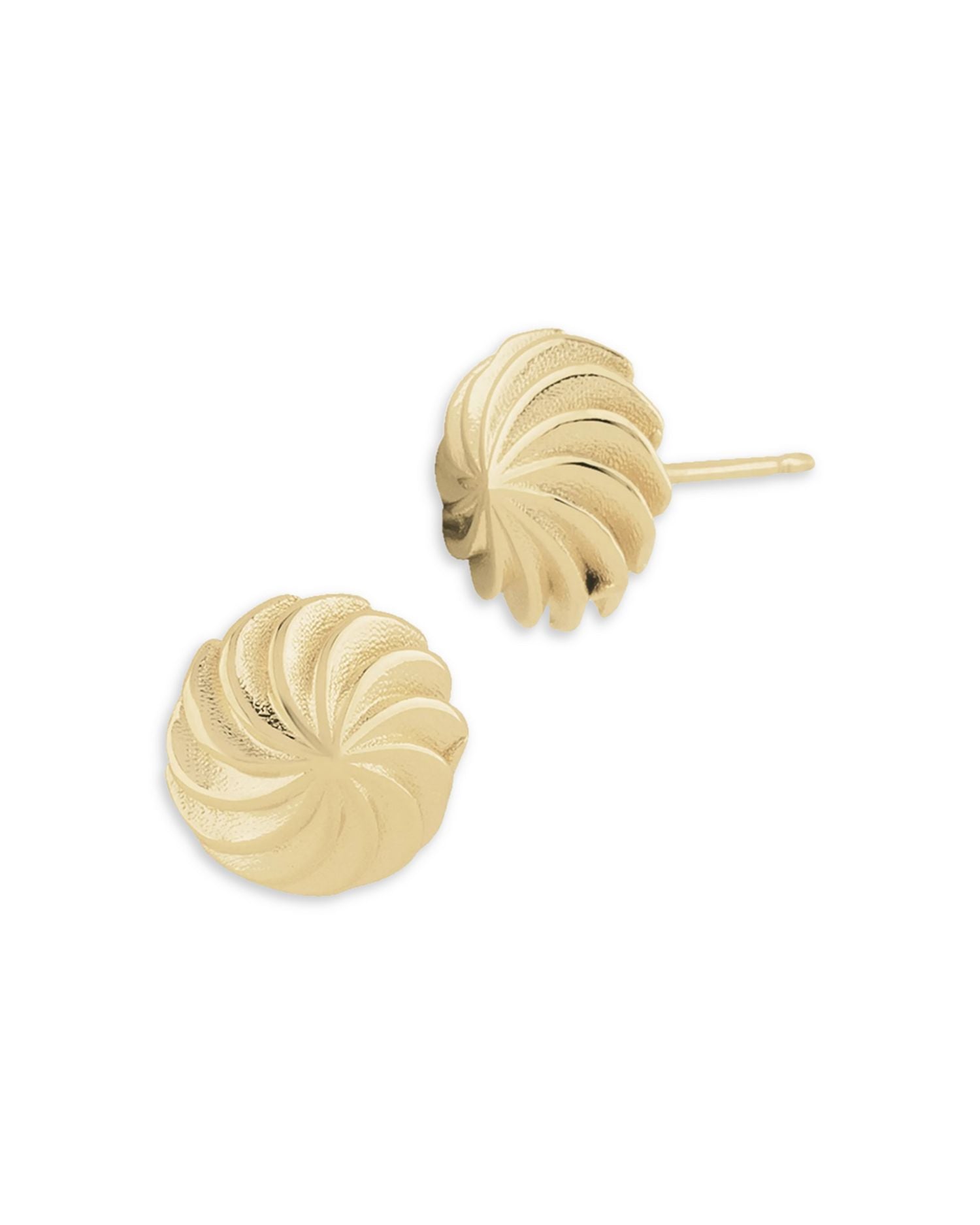 14K Yellow Gold Round Starburst Stud Earrings