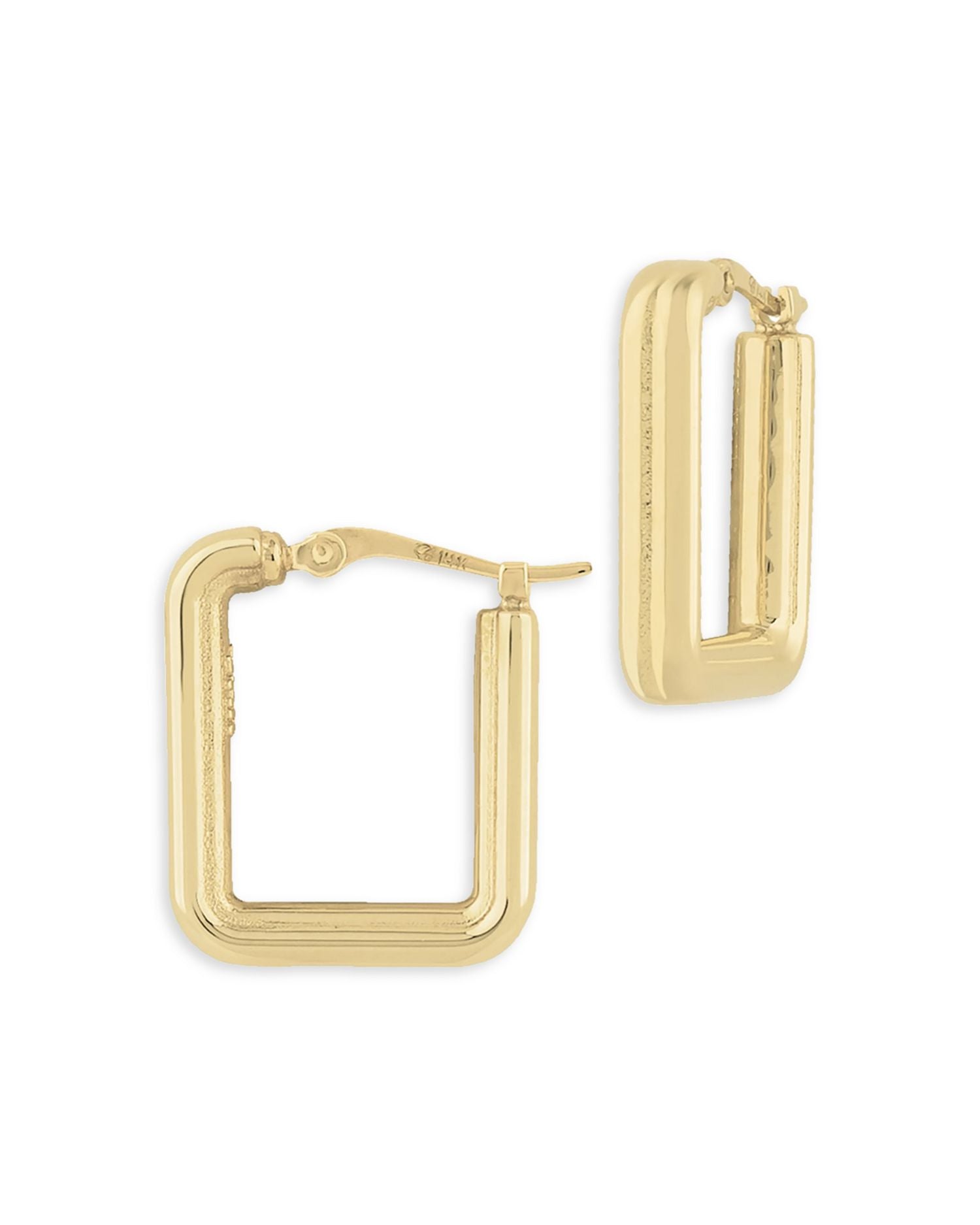 14K Yellow Gold Square Small Hoop Earrings