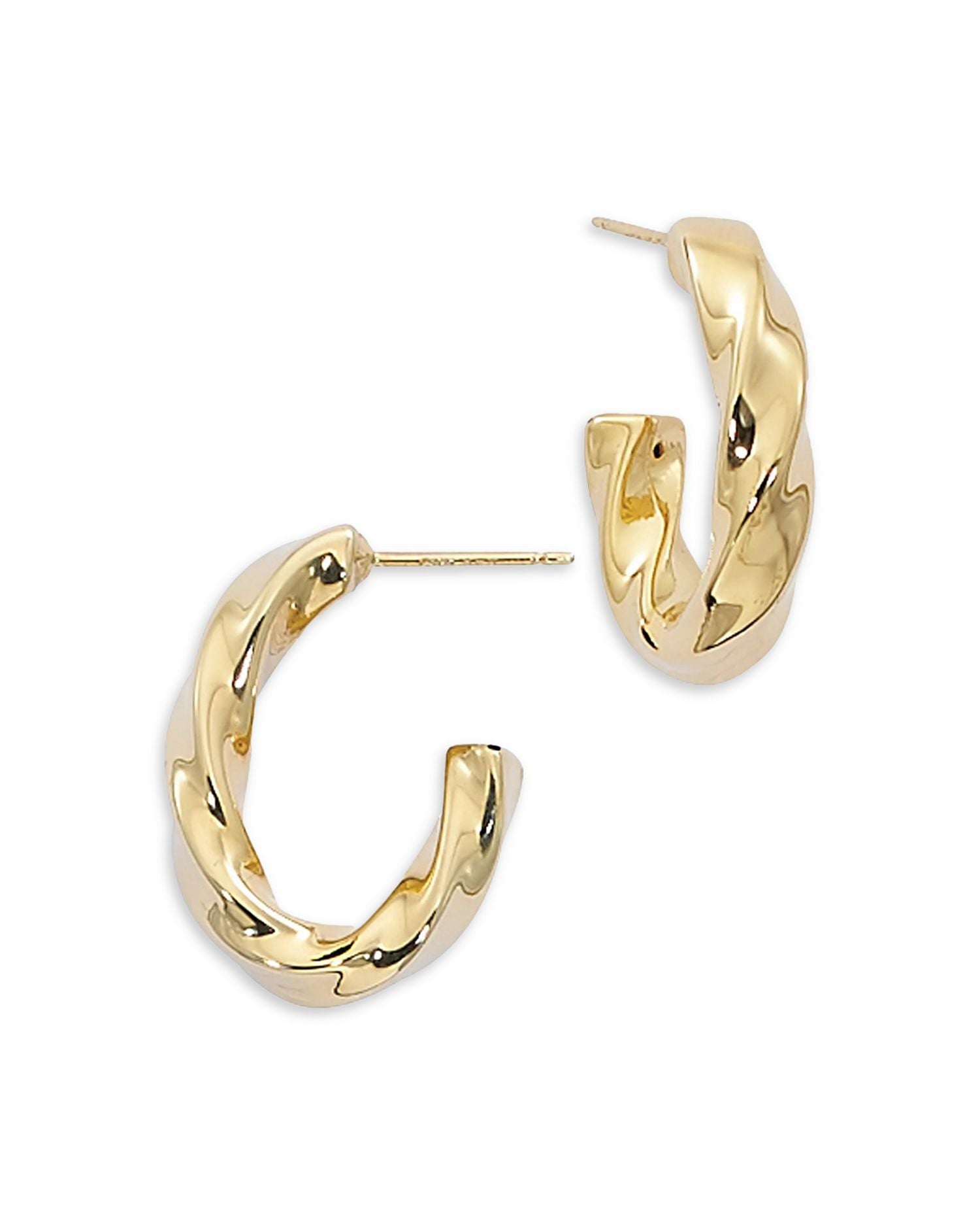 14K Yellow Gold Twisted Oval Hoop Earrings