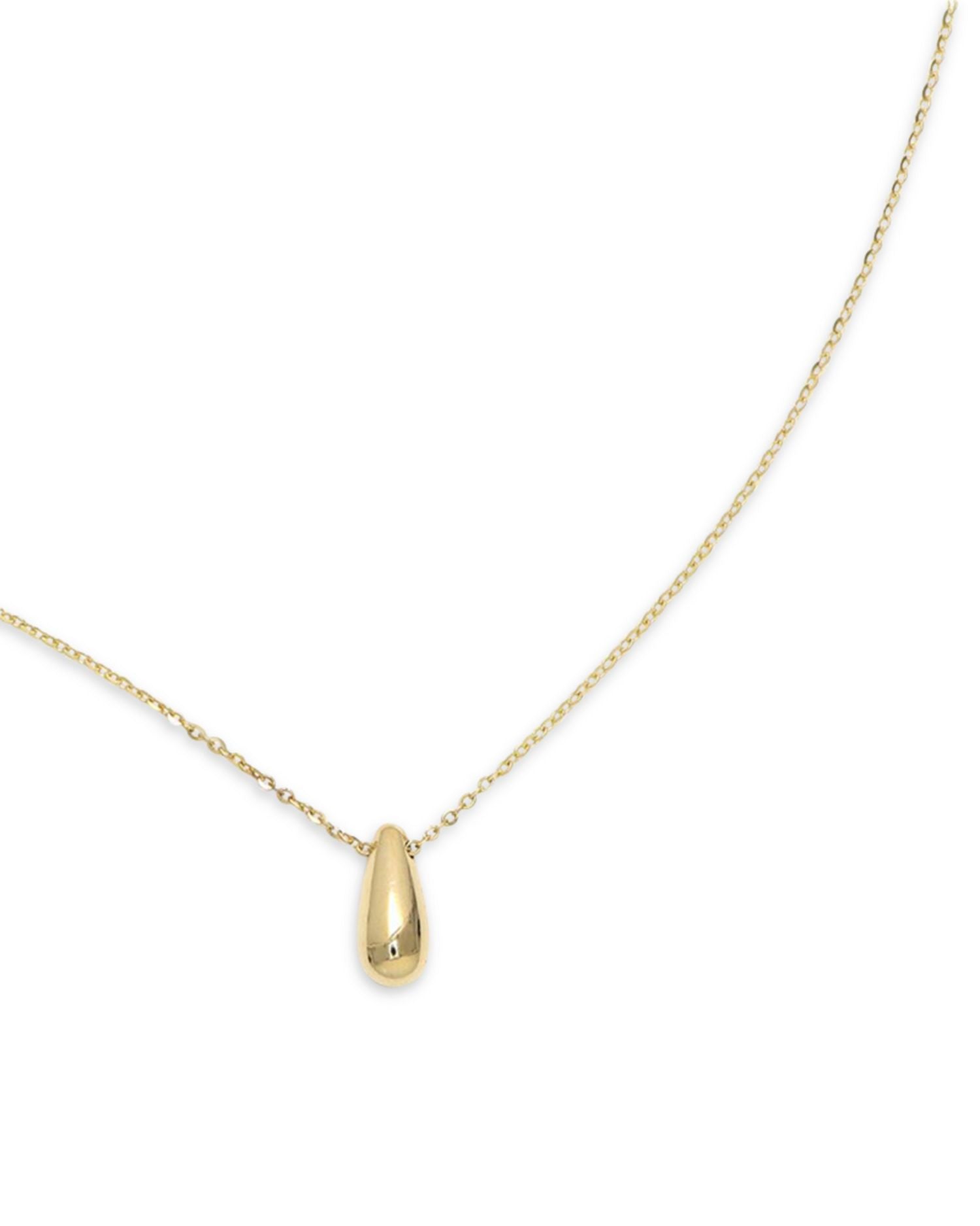 14K Yellow Gold Polished Dew Drop Pendant Necklace, 18'