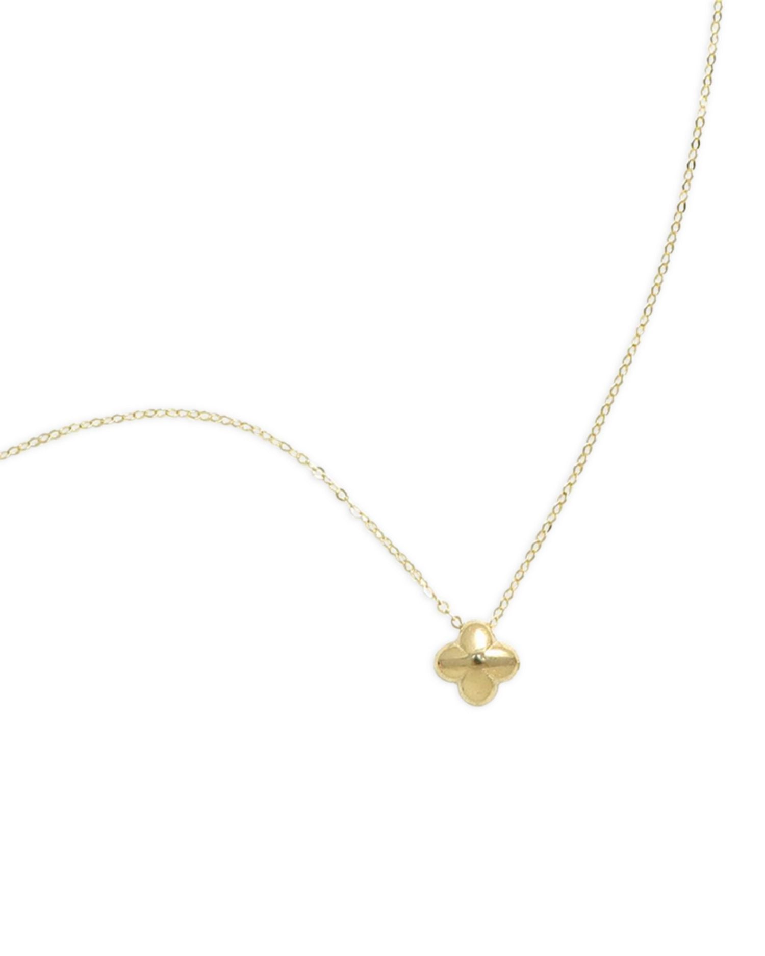 14K Yellow Gold Puff Clover Pendant Necklace, 18'