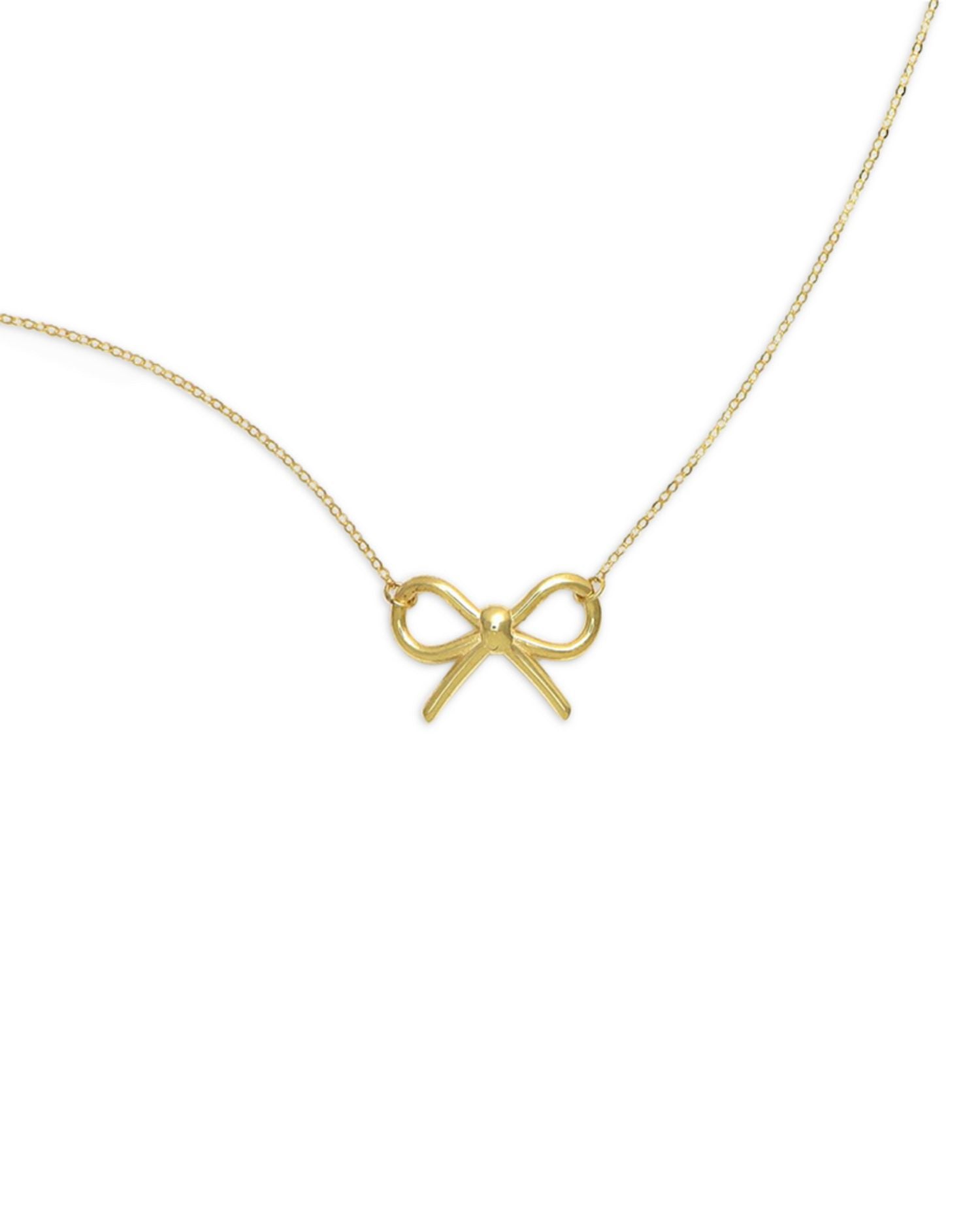 14K Yellow Gold Ribbon Pendant Necklace, 18'
