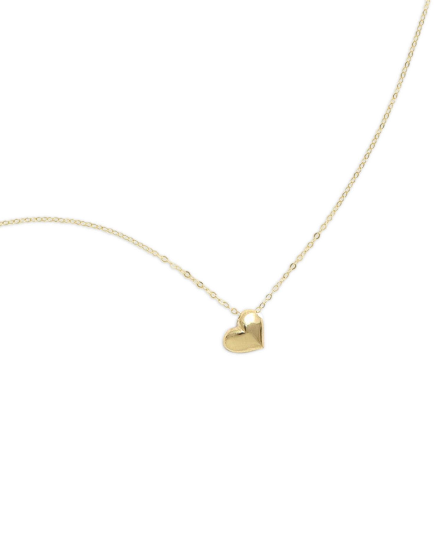 14K Yellow Gold Puff Heart Pendant Necklace, 18'