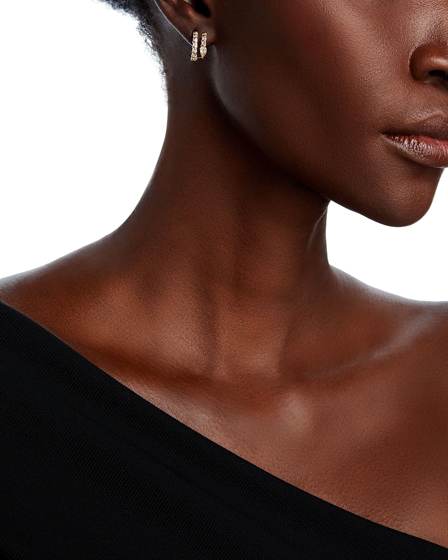 Diamond Round & Baguette Double Row Serpent Hoop Earrings in 14K Yellow Gold, 0.50 ct. t.w.