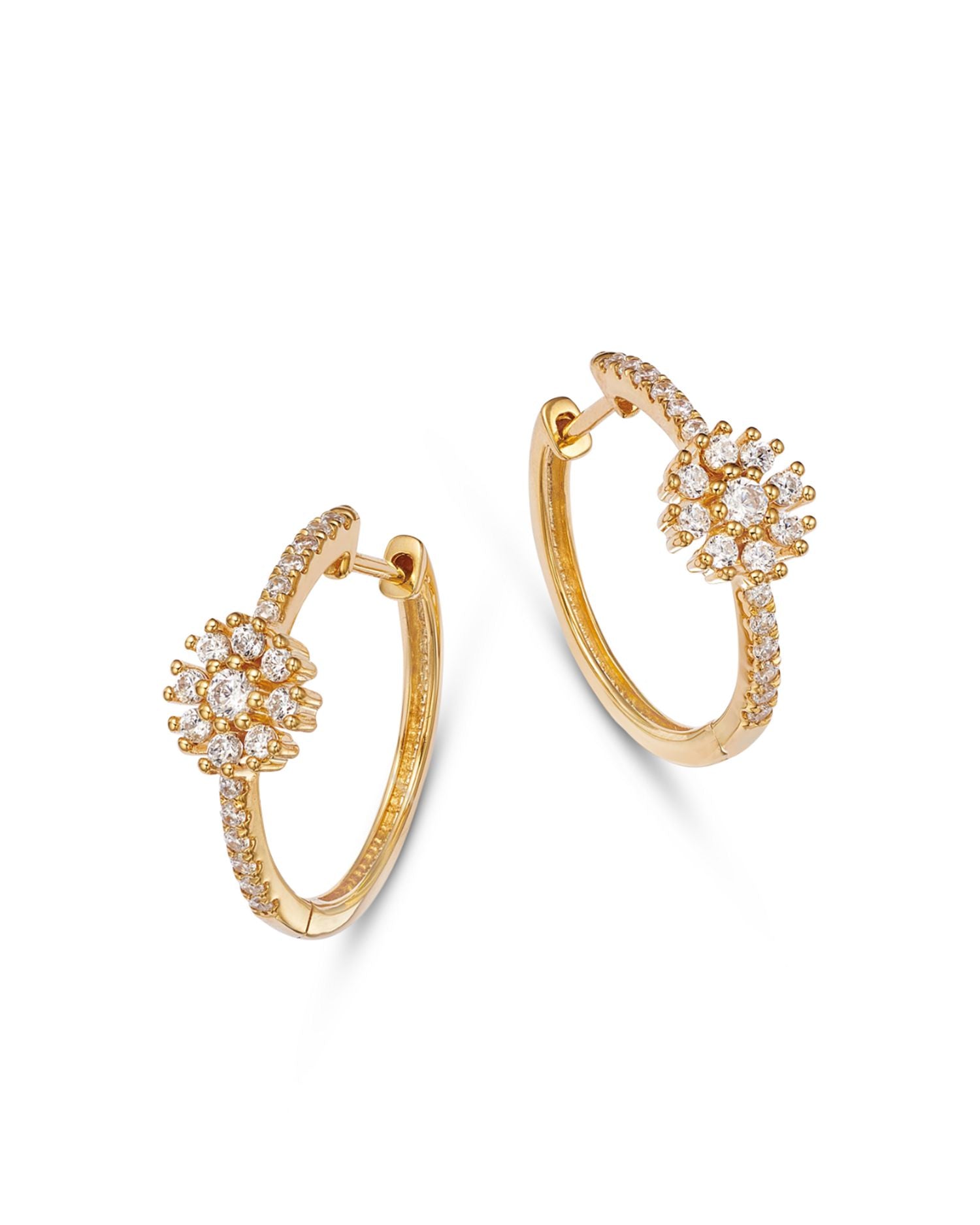 Diamond Flower Hoop Earrings in 14K Yellow Gold, 0.50 ct. t.w.