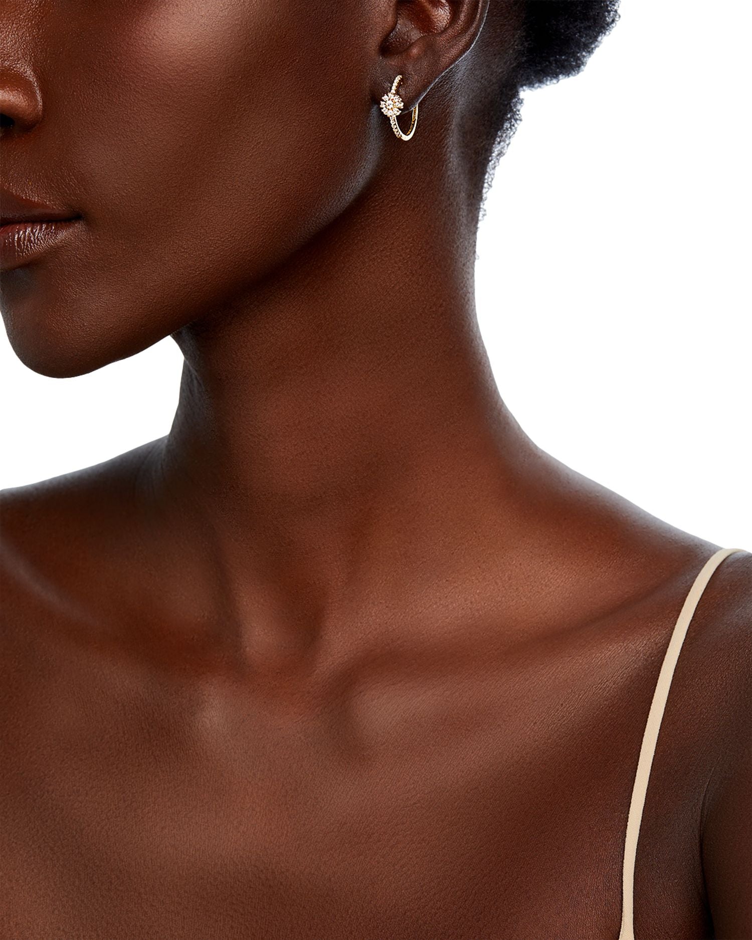 Diamond Flower Hoop Earrings in 14K Yellow Gold, 0.50 ct. t.w.