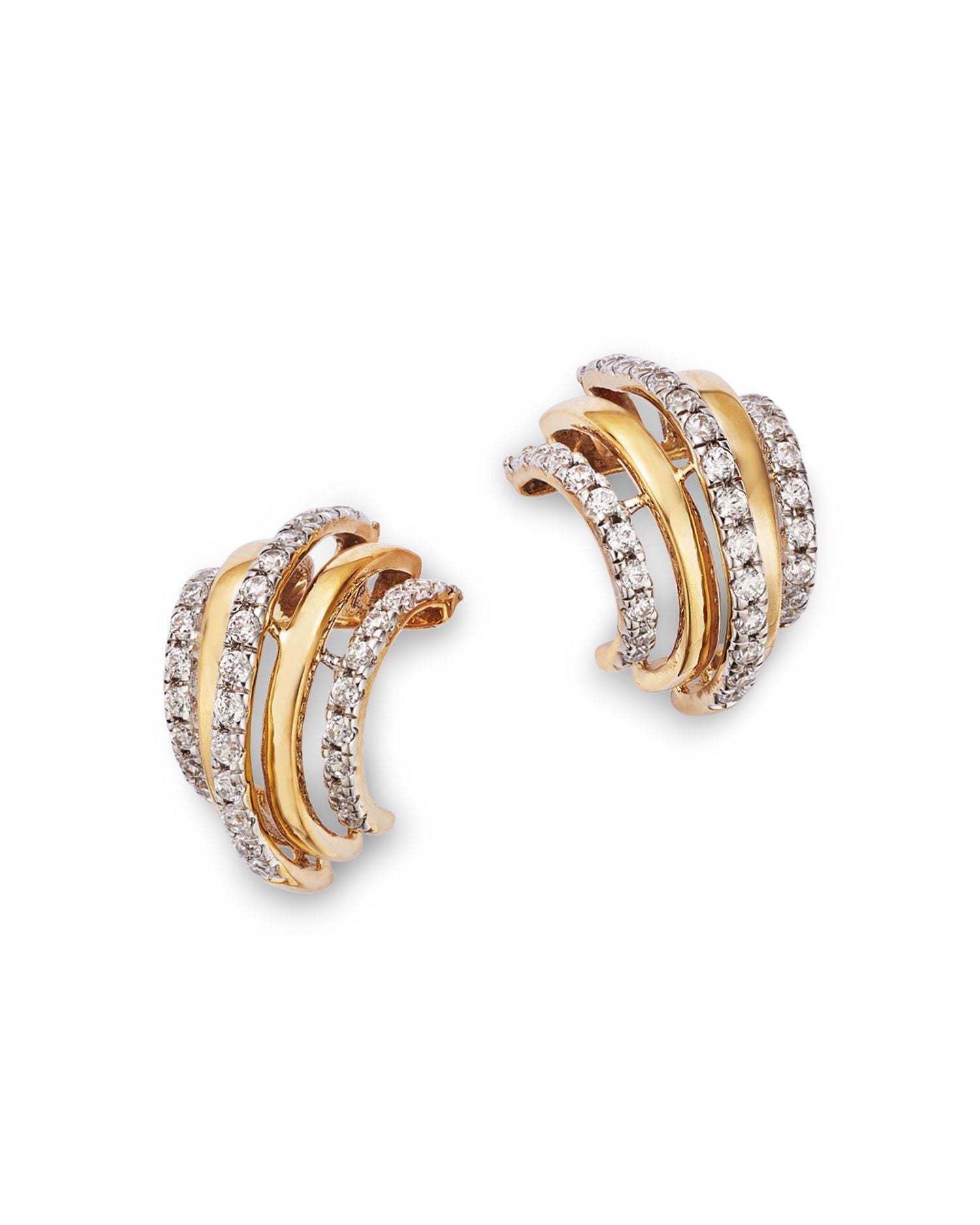 Diamond Multi Row Hoop Earrings in 14K Yellow Gold, 0.50 ct. t.w.