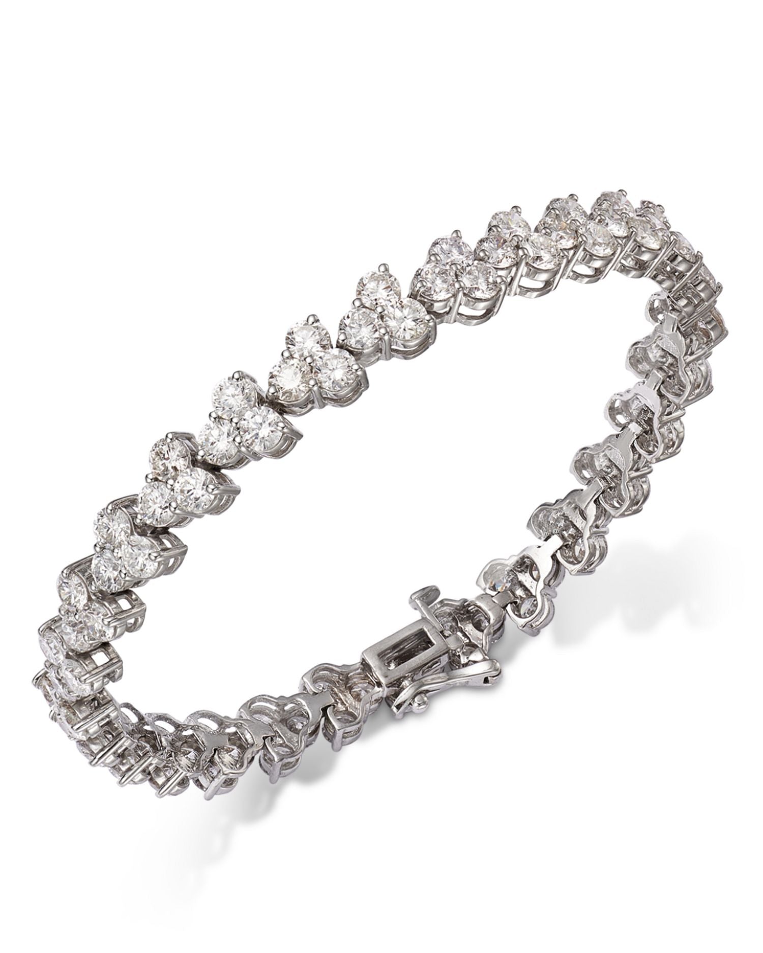 Diamond Trio Cluster Tennis Bracelet in 14K White Gold, 12.0 ct. t.w.